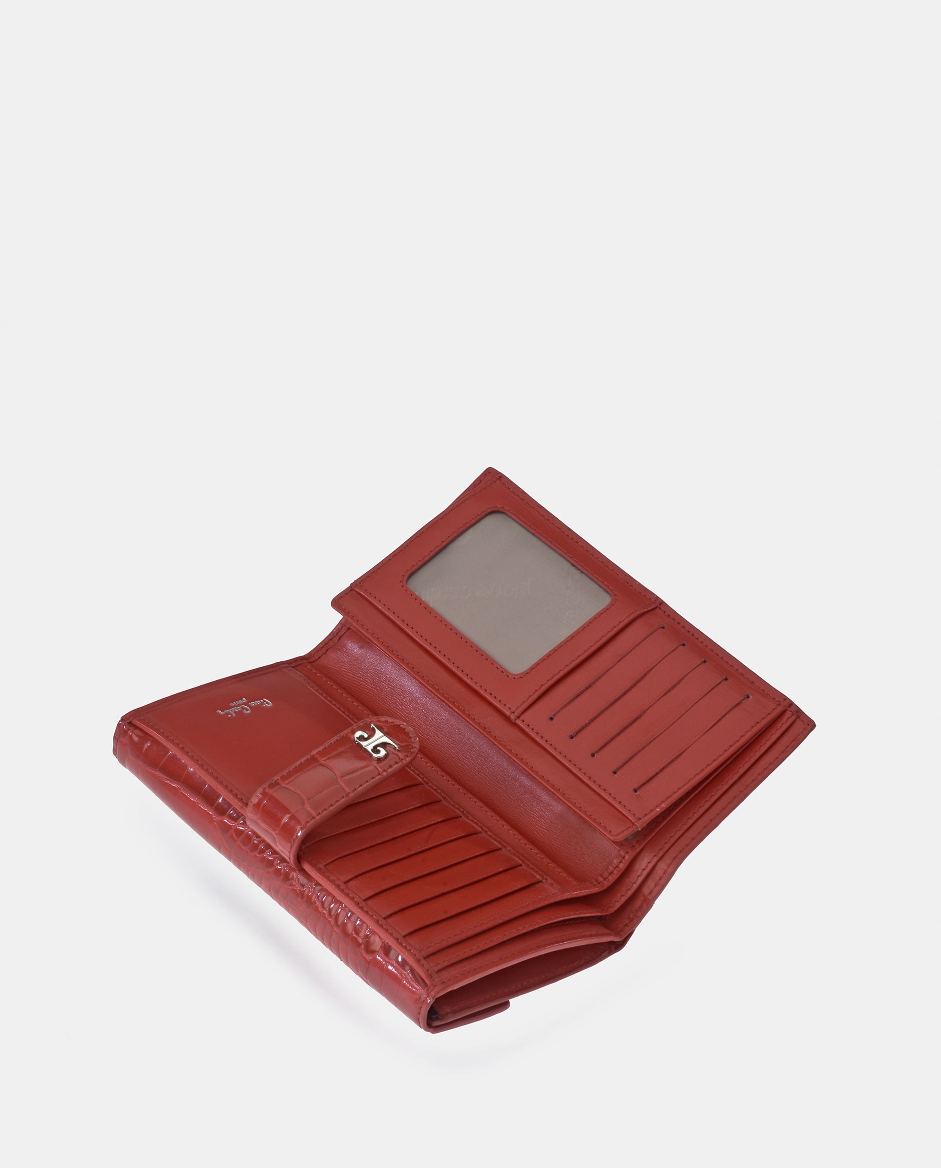 Monedero billetero grande mujer en simil piel color negro - Pierre Cardin - Rojo Rojo-5