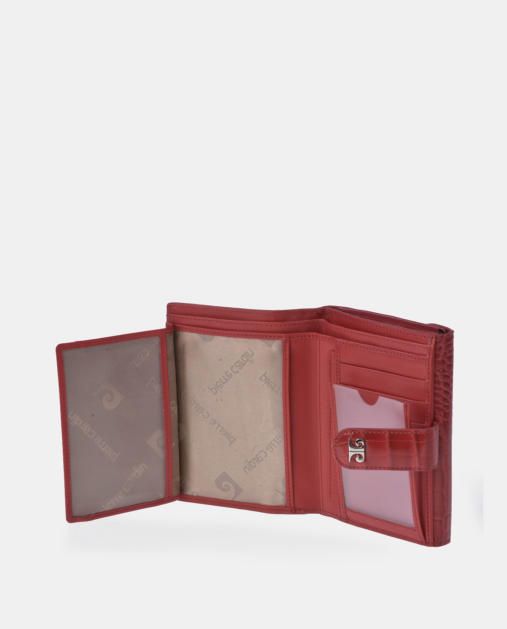 Porta-Moedas Médio em Pele Sintética com Secção para Notas - Preto Vermelho-4