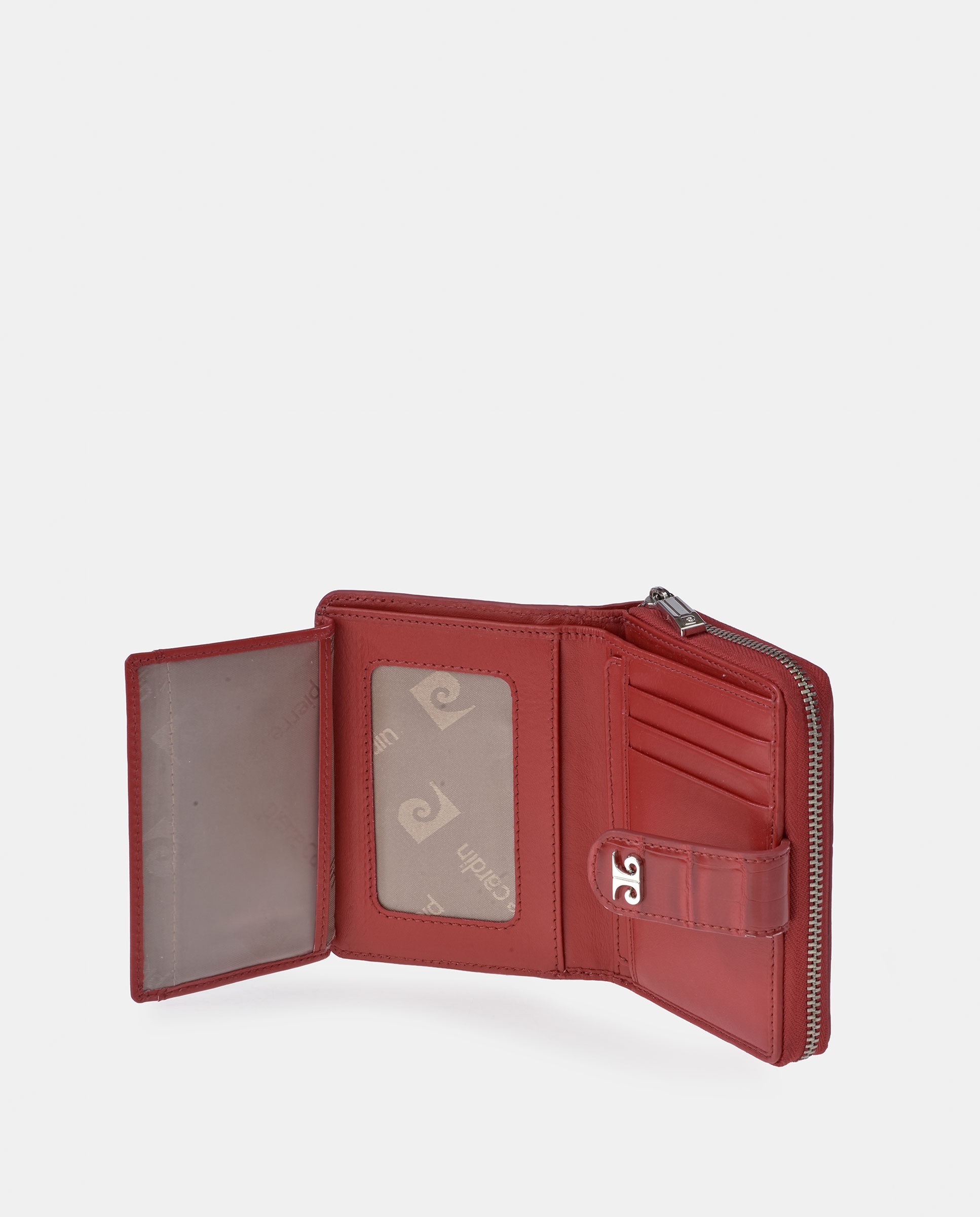 Porta-Moedas Médio em Pele Sintética com Secção para Notas - Preto Vermelho-4
