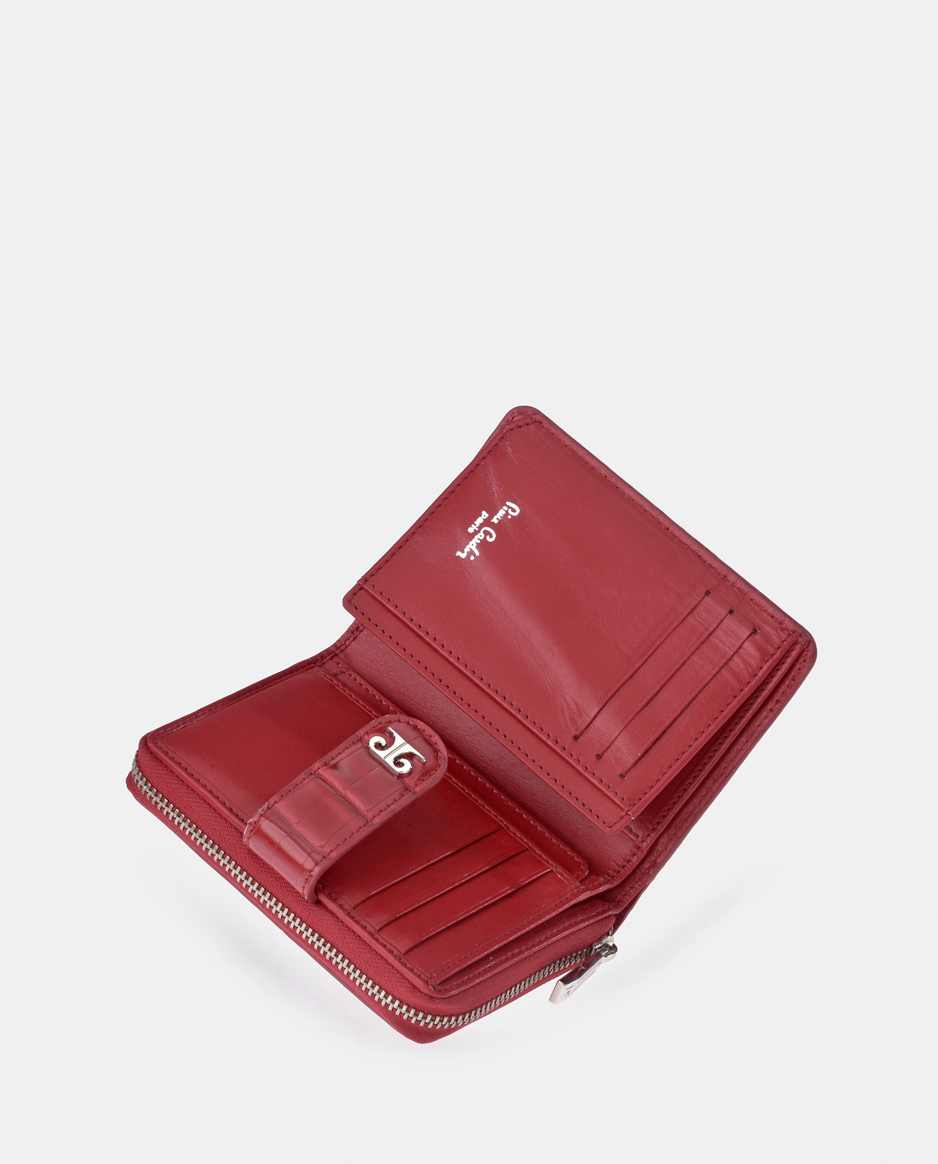 Porta-Moedas Médio em Pele Sintética com Secção para Notas - Preto Vermelho-5