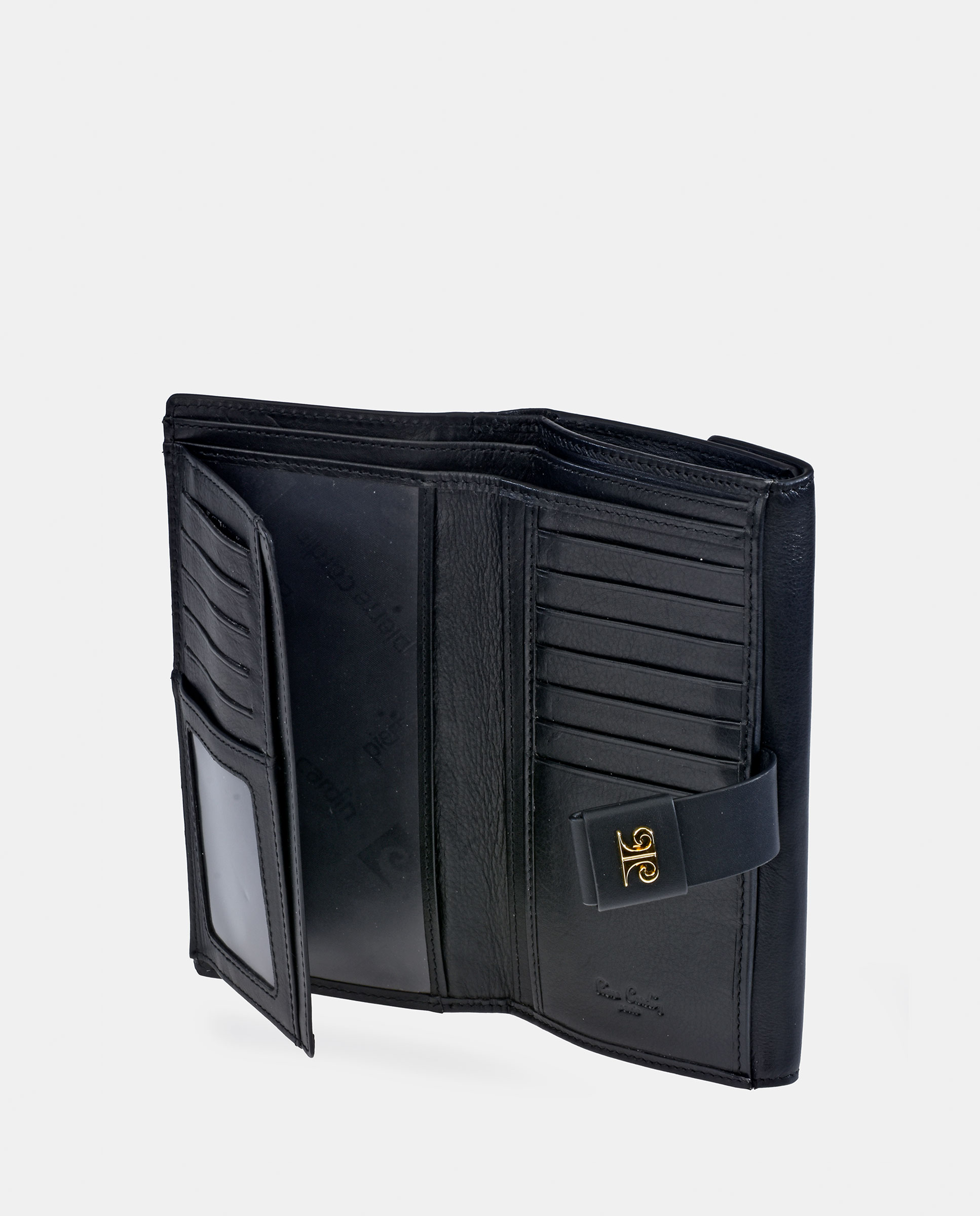 Monedero billetero grande Pierre Cardin para mujer en piel - Negro Negro-5