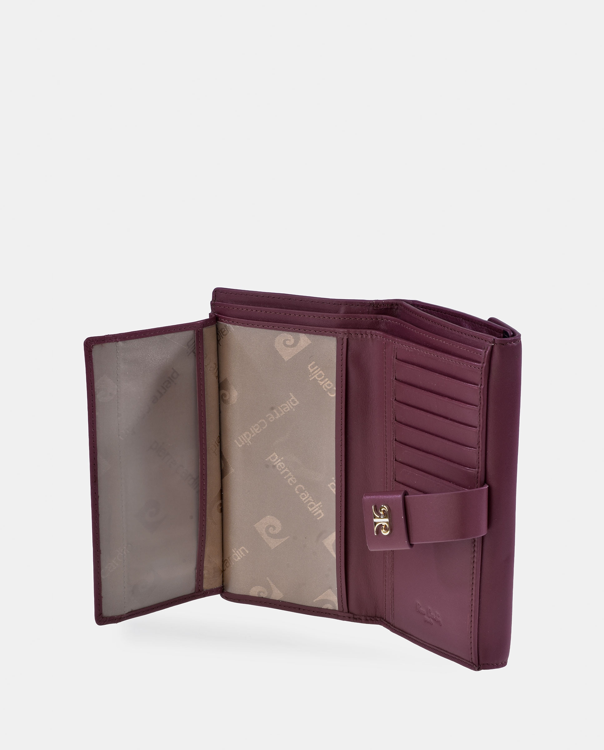 Monedero billetero grande Pierre Cardin para mujer en piel - Burdeos Burdeos-4