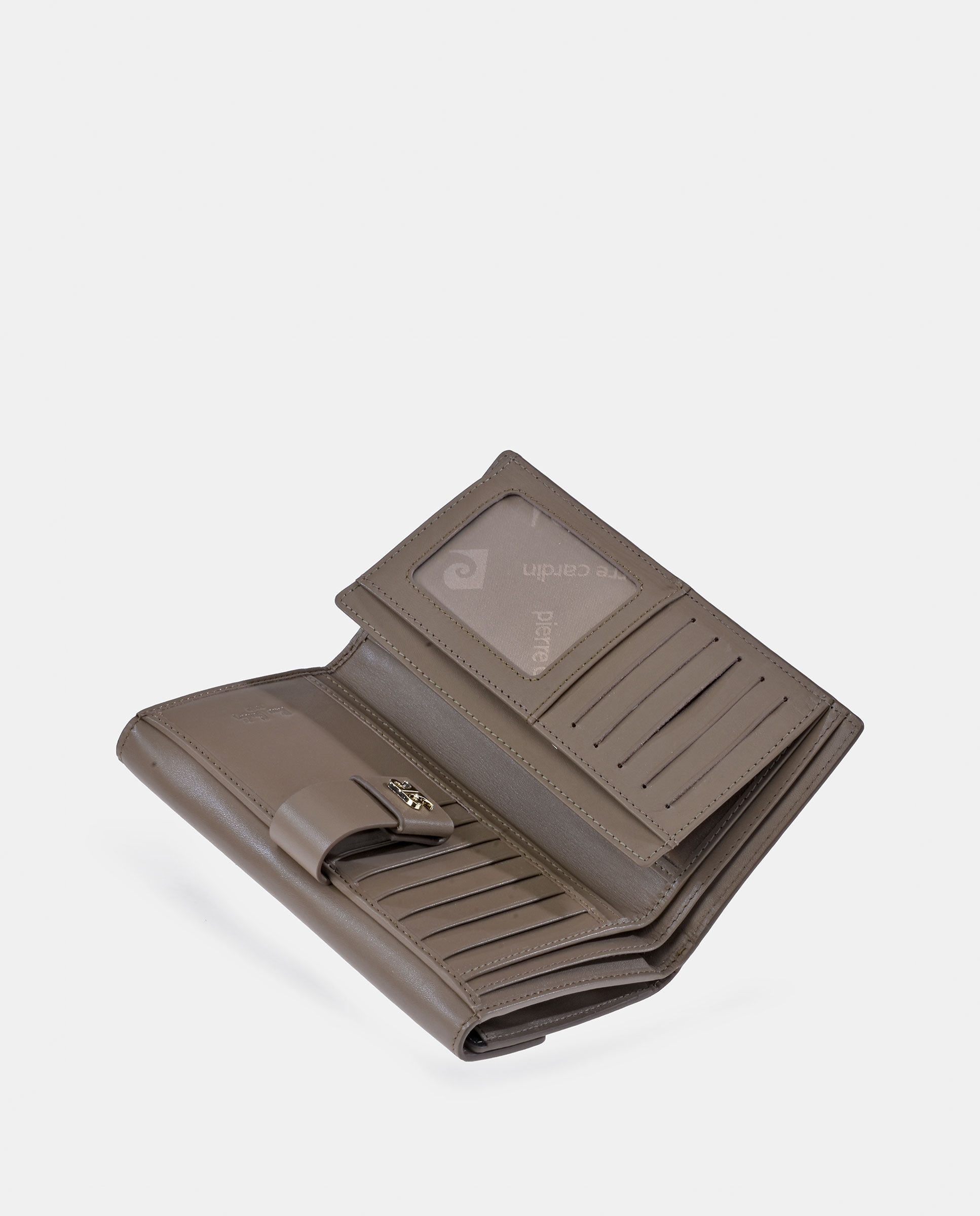 Porta-Moedas Grande em Pele com Secção para Notas Taupe-5
