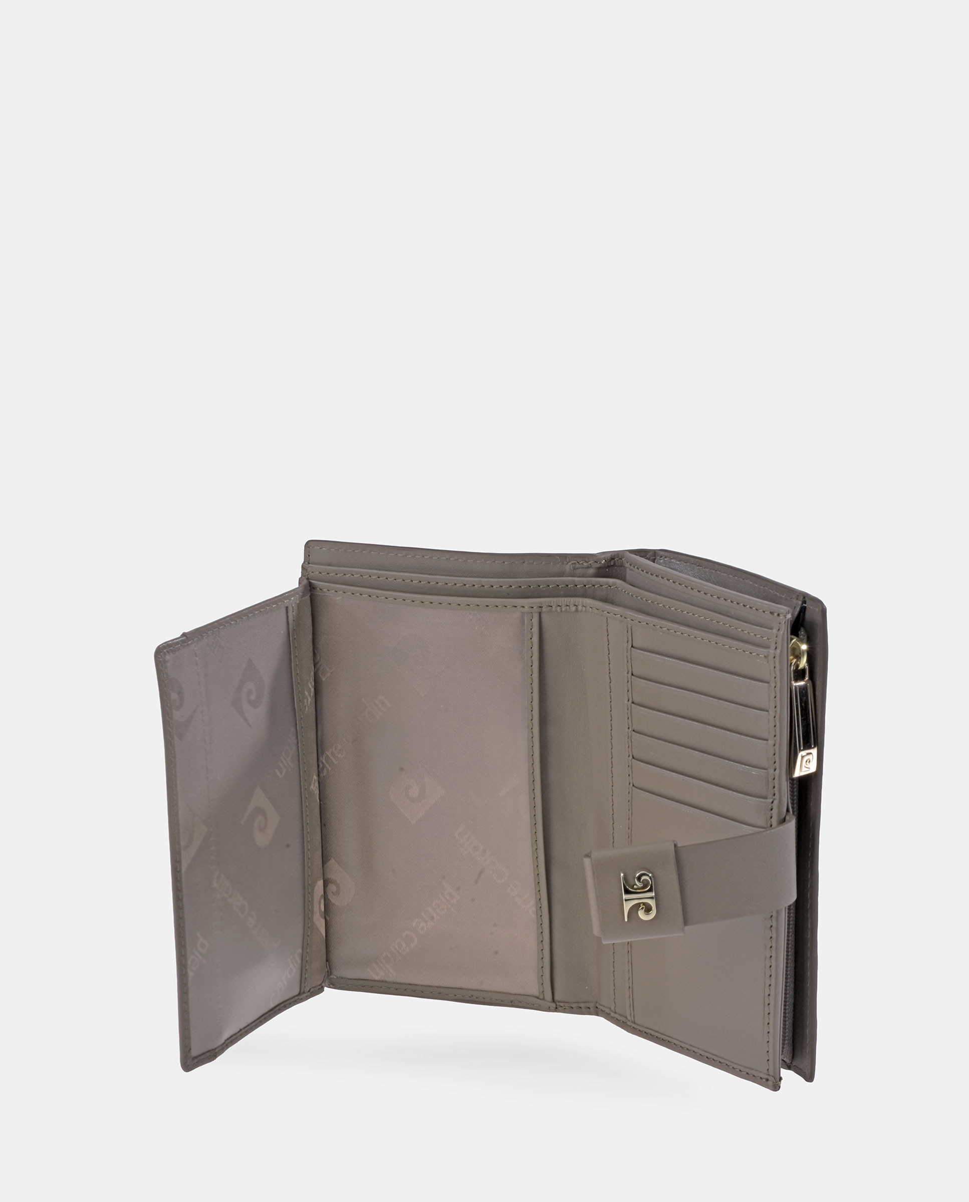Porta-Moedas Médio em Pele com Secção para Notas Taupe-4