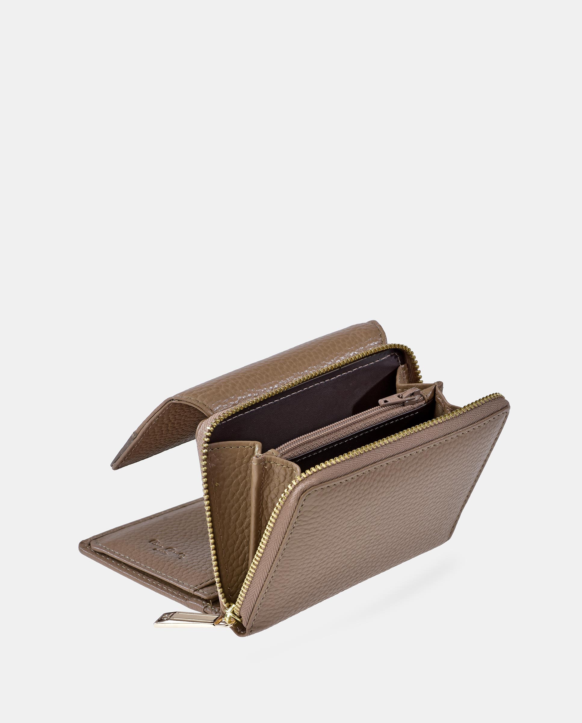 Porta-Moedas em Pele com Secção para Notas - Preto Taupe-3
