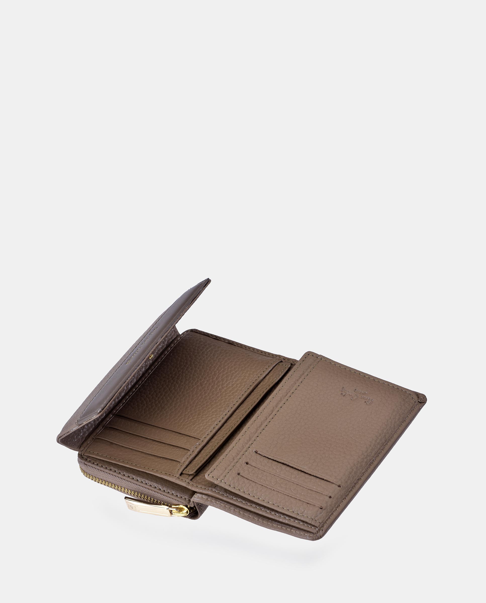 Porta-Moedas em Pele com Secção para Notas - Preto Taupe-5