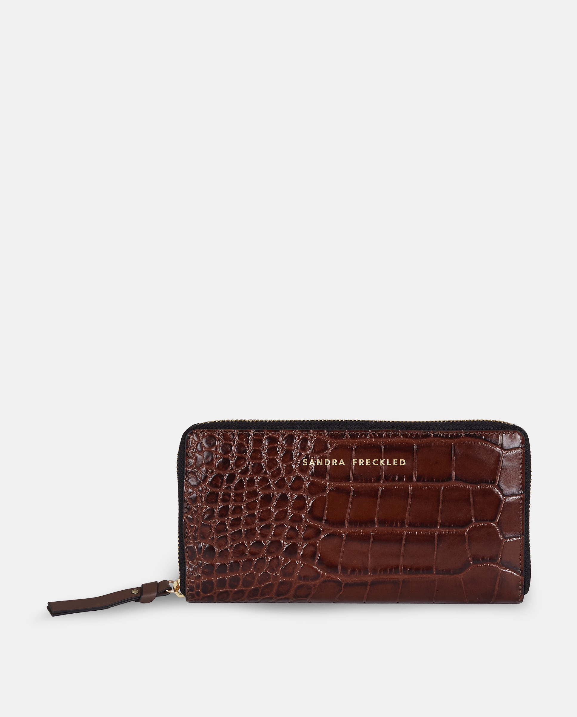 Imagem 0 de Porta-Moedas Grande em Pele Gravada com Fecho de Correr