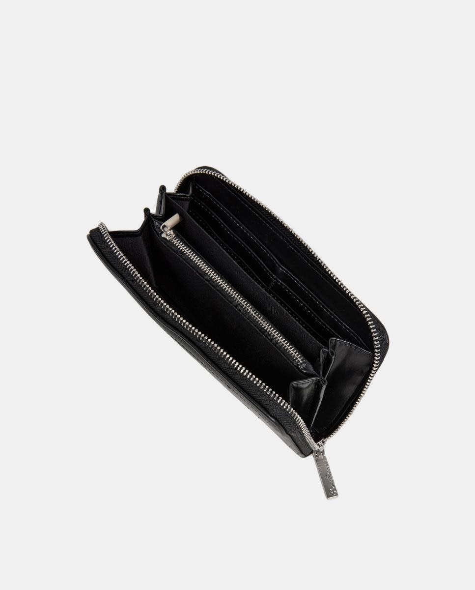 Carteira Danara com Fecho de Correr, Bolso Interior e Logótipo à Frente Preto-3