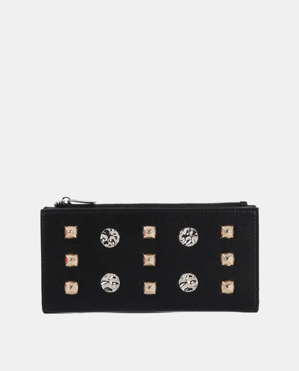 Carteira com Tachas - Dourado/Prateado Preto-5