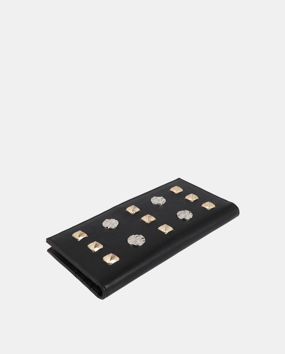 Carteira com Tachas - Dourado/Prateado Preto-6