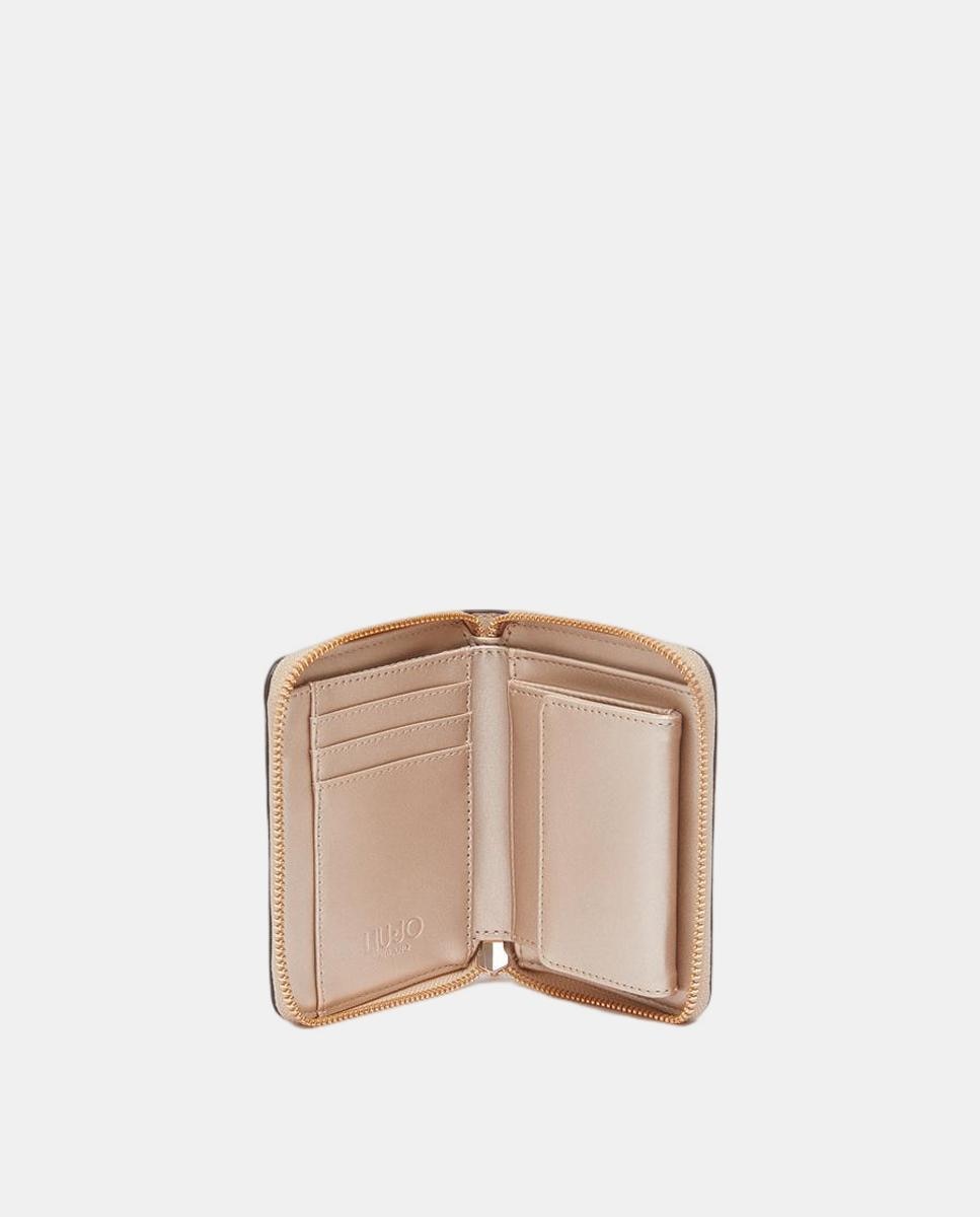 Porta-Moedas com Efeito de Pele e Detalhe de Letras de Logótipo Ouro-4