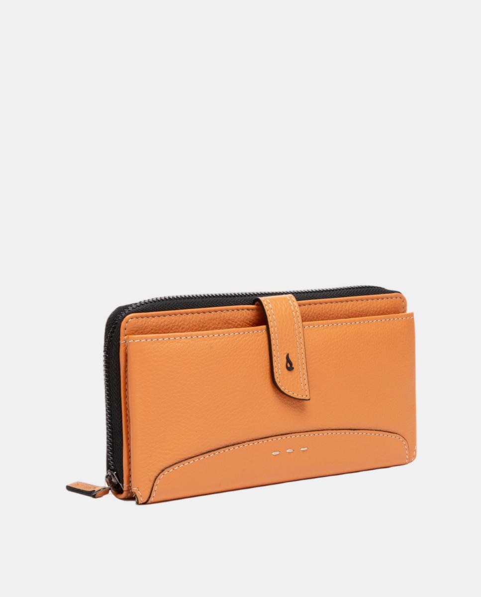 Cartera extra grande de piel con costuras - Abbacino - Naranja Naranja-2
