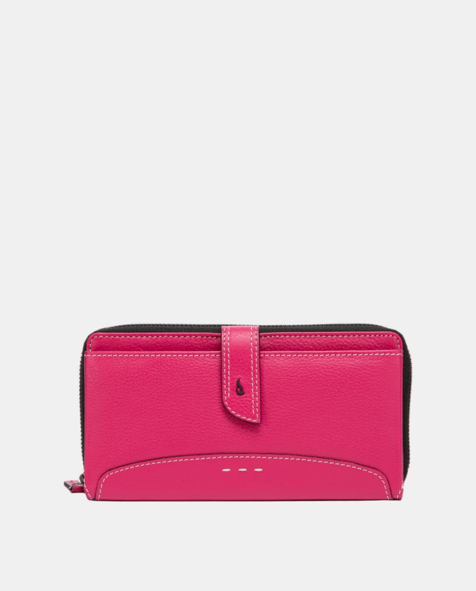 Cartera extra grande de piel con costuras - Abbacino - Fucsia Fucsia-1