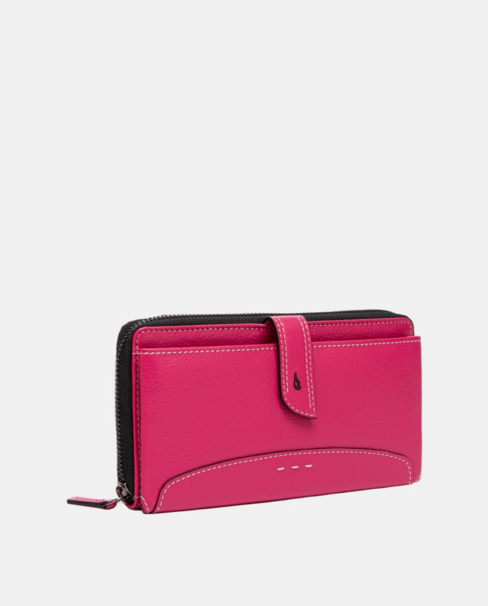 Cartera extra grande de piel con costuras - Abbacino - Fucsia Fucsia-2
