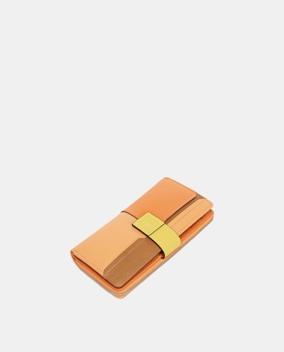 Carteira Grande em Pele com Patch Laranja-4