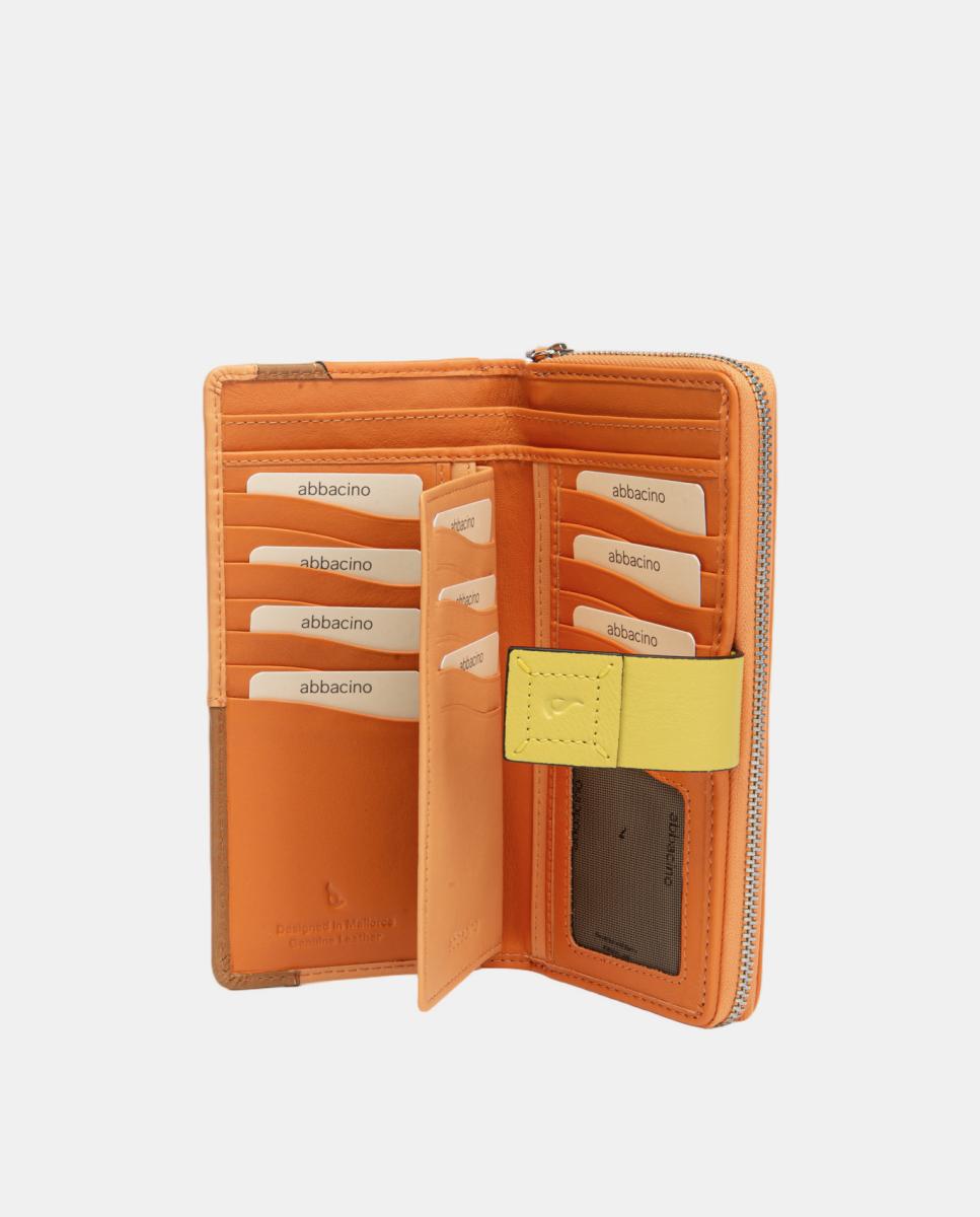Carteira Grande em Pele com Patch Laranja-5