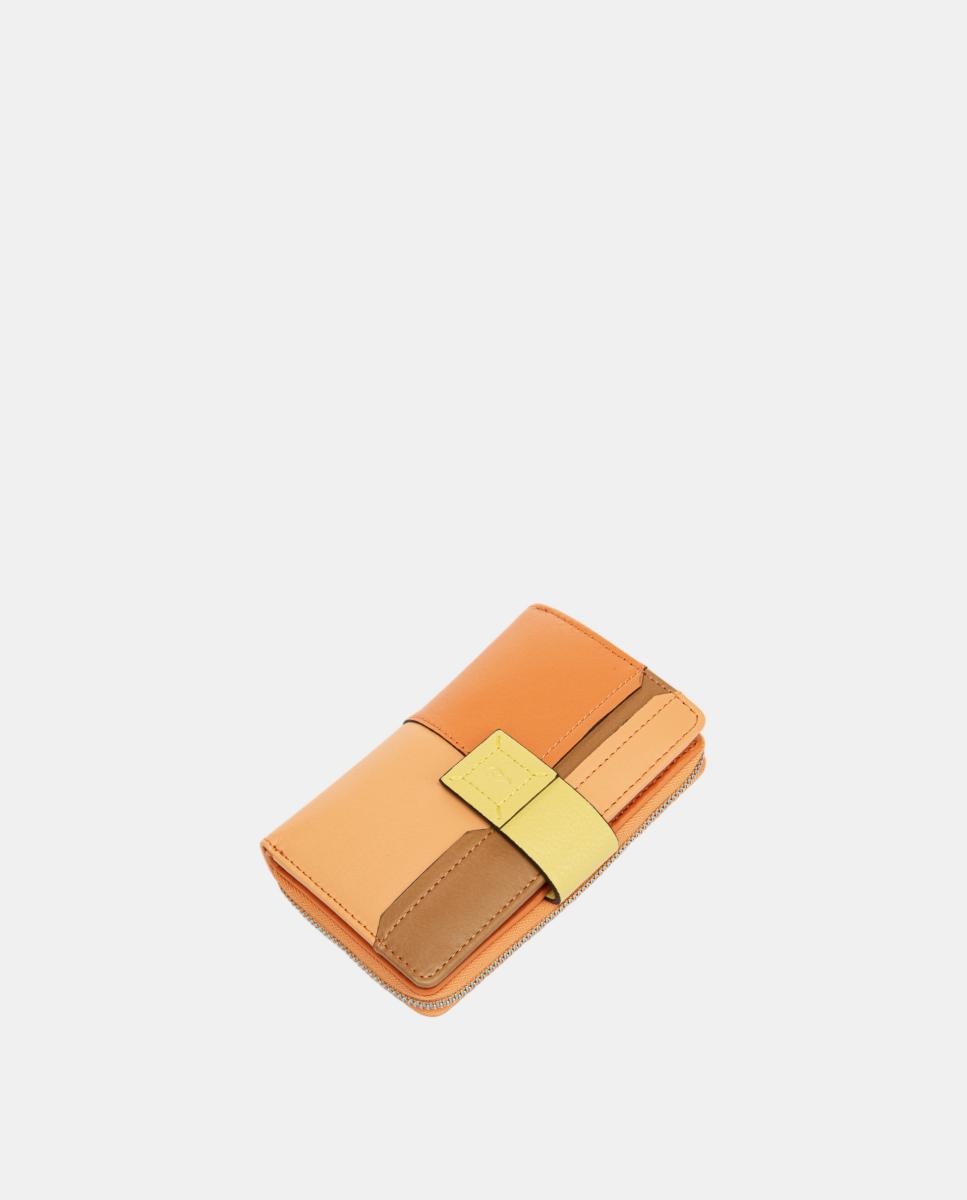 Carteira Média em Pele com Patch Laranja-4