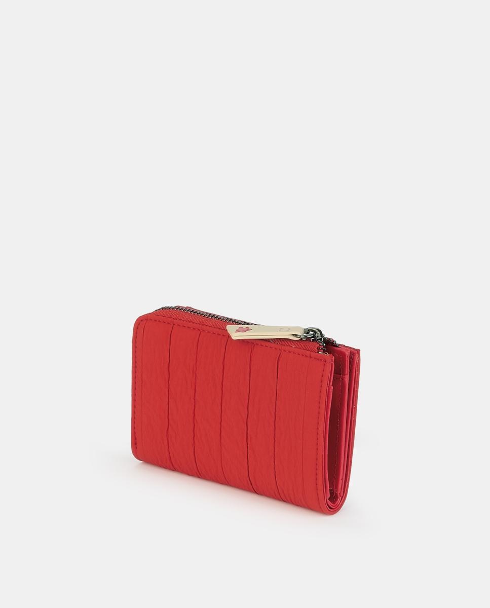Carteira com Fecho de Alfinete e Fecho de Correr Vermelho-2