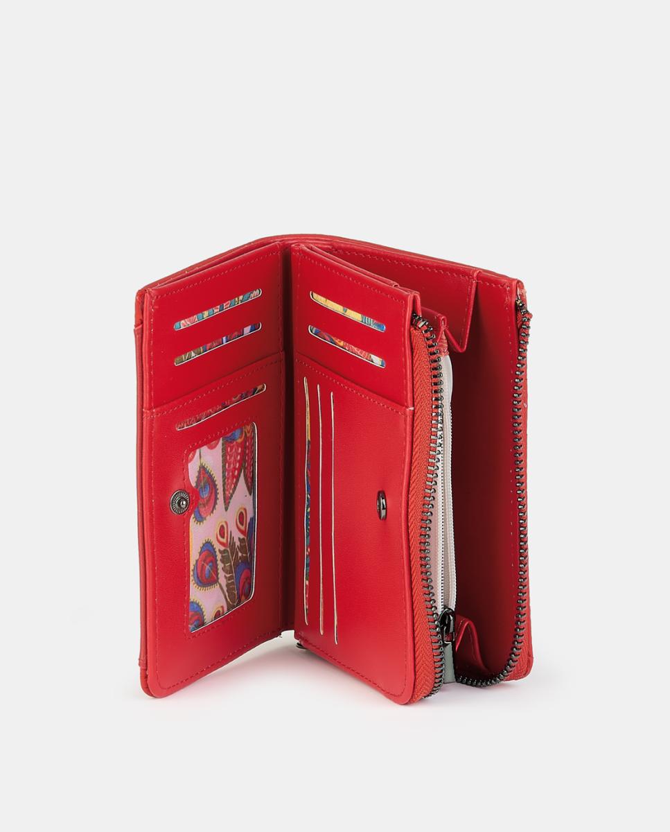 Carteira com Fecho de Alfinete e Fecho de Correr Vermelho-3