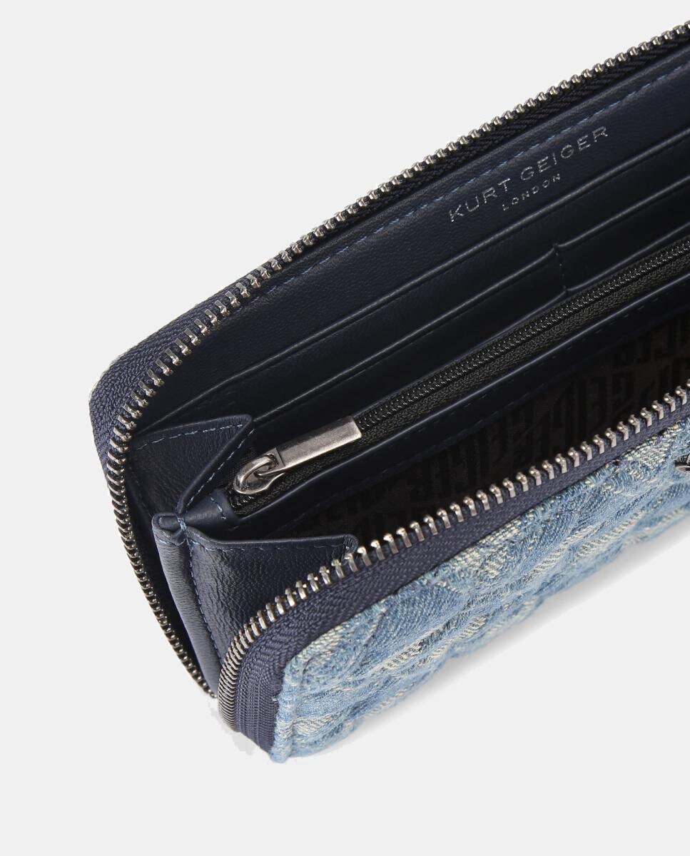 Carteira de Ganga com Fecho de Correr Azul-4