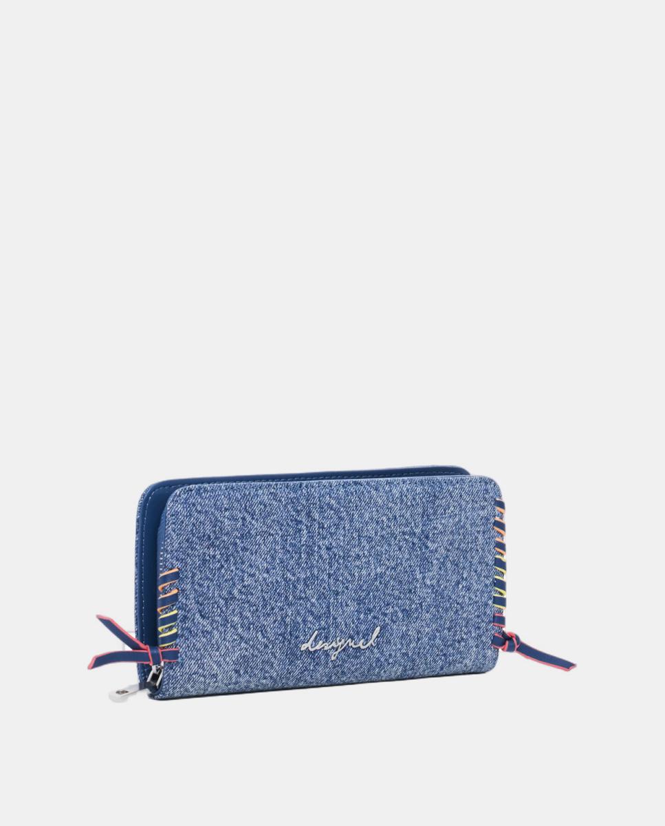 Porta-Moedas Médio de Ganga com Coração Azul-claro-2
