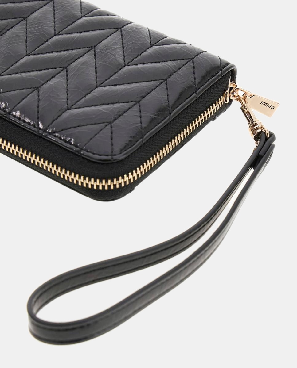 Carteira Cheryl Acolchoada Média com Fecho de Correr Preto-4