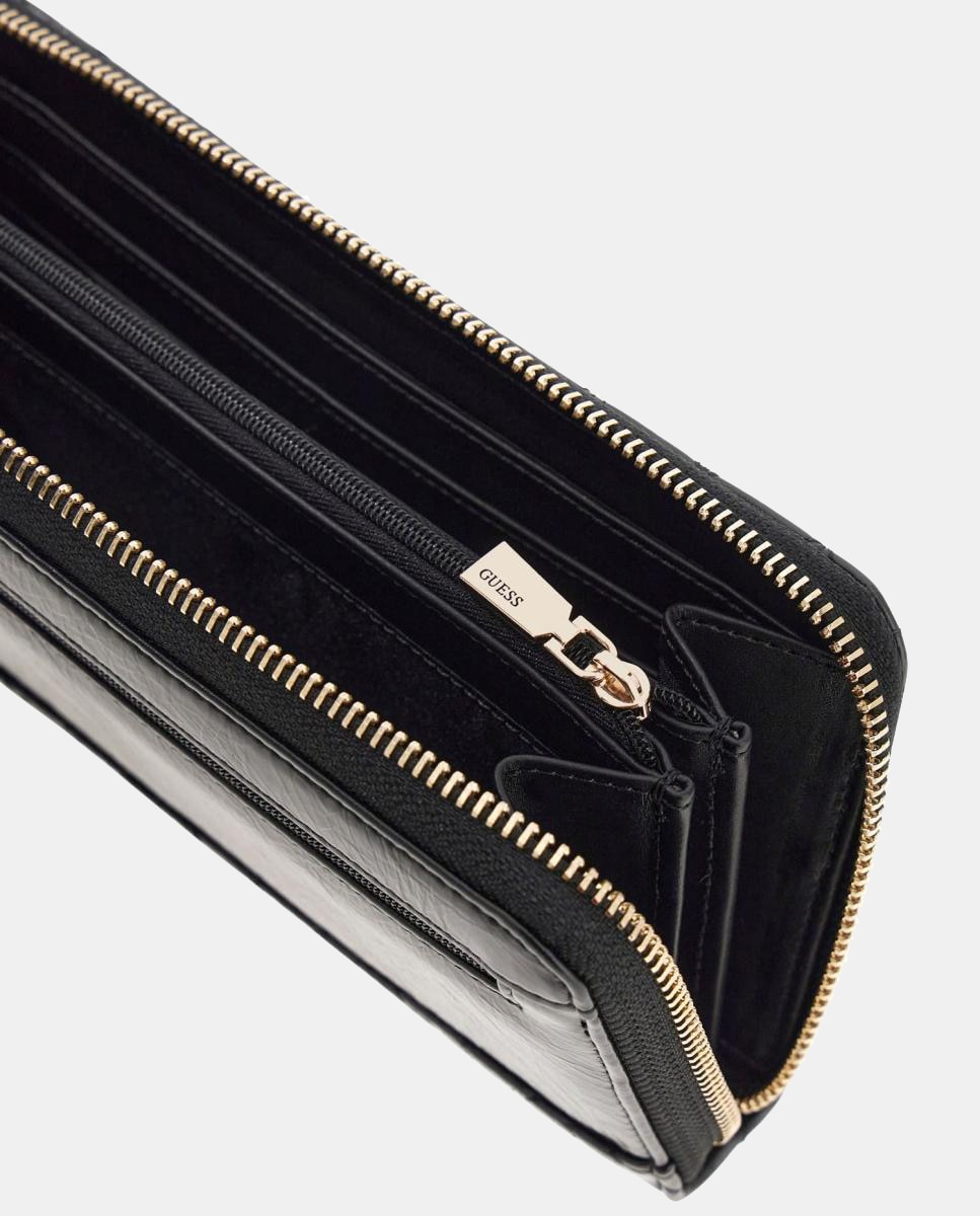 Carteira Cheryl Acolchoada Média com Fecho de Correr Preto-5