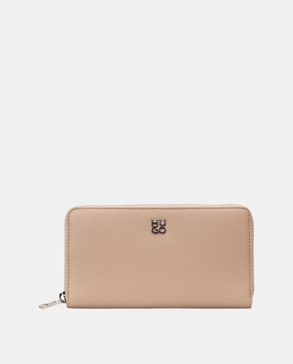 Cartera de mano con cierre cremallera totalmente forrado. - Hugo - Crema Crema-1