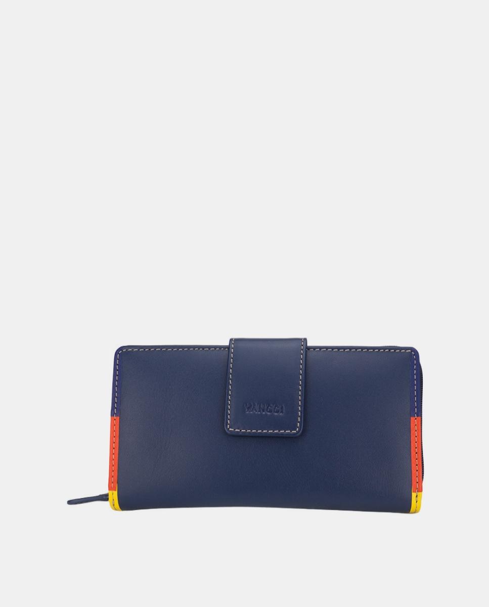 Monedero grande de mujer YANCCI en piel azul con vivos de colores - Azul marino Azul marino-1