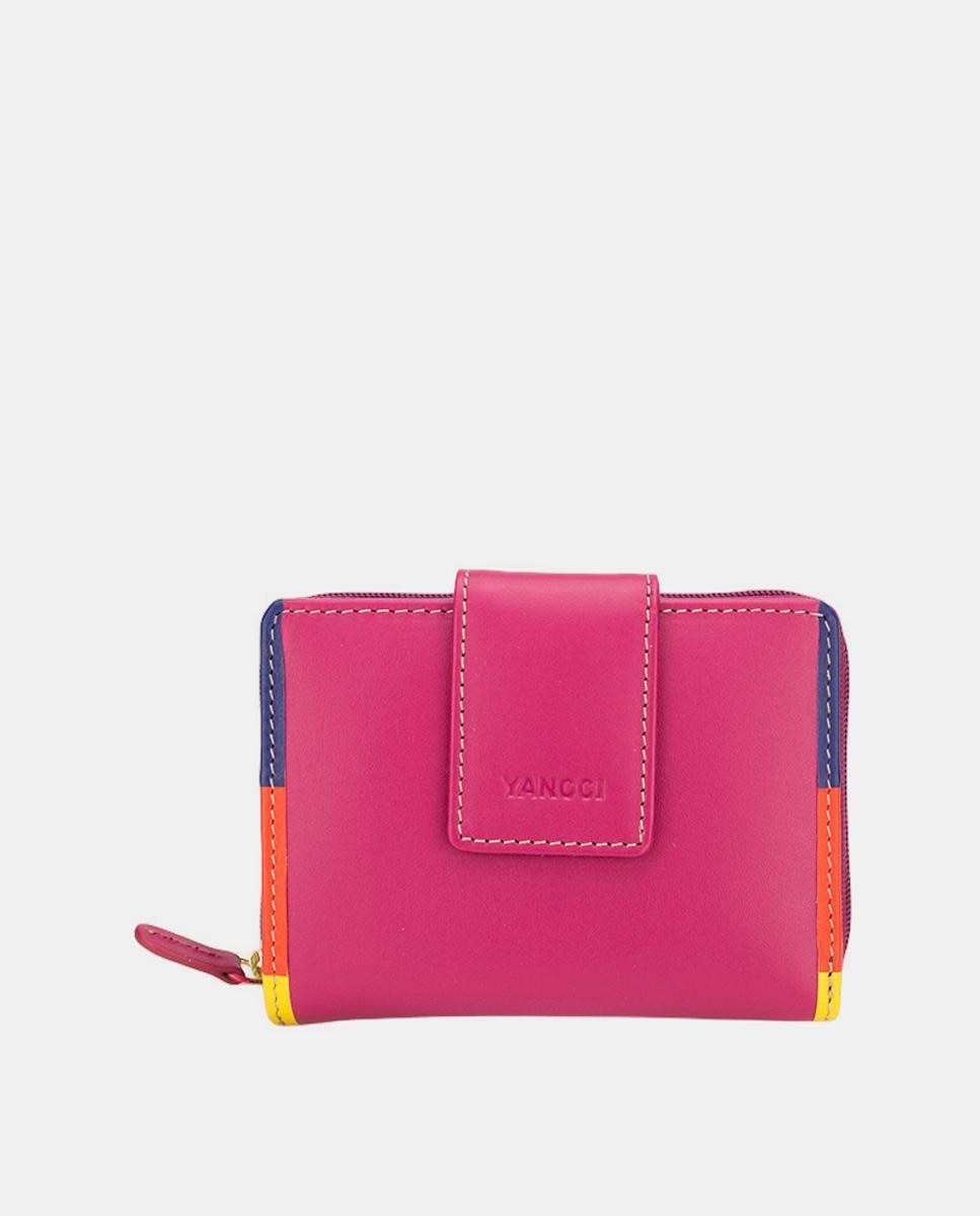 Imagem 0 de Porta-Moedas Médio em Pele Azul com Debrum Colorido