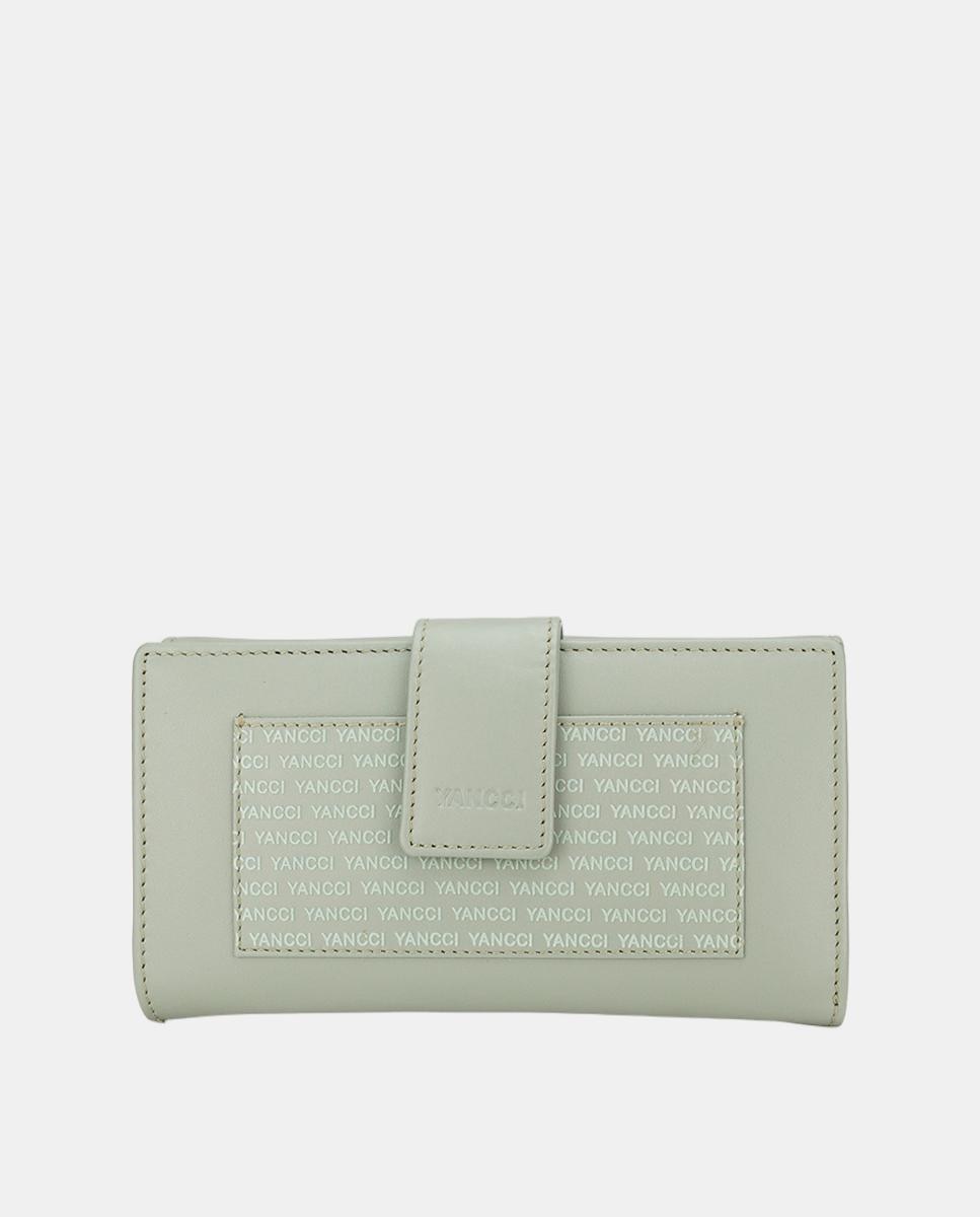 Imagem 0 de Porta-Moedas Grande com Bolso com Efeito em Pele - Verde-Claro