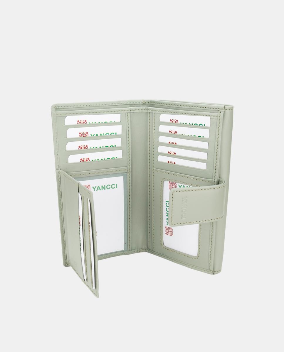 Porta-Moedas Grande com Bolso com Efeito em Pele - Verde-Claro Verde-claro-2