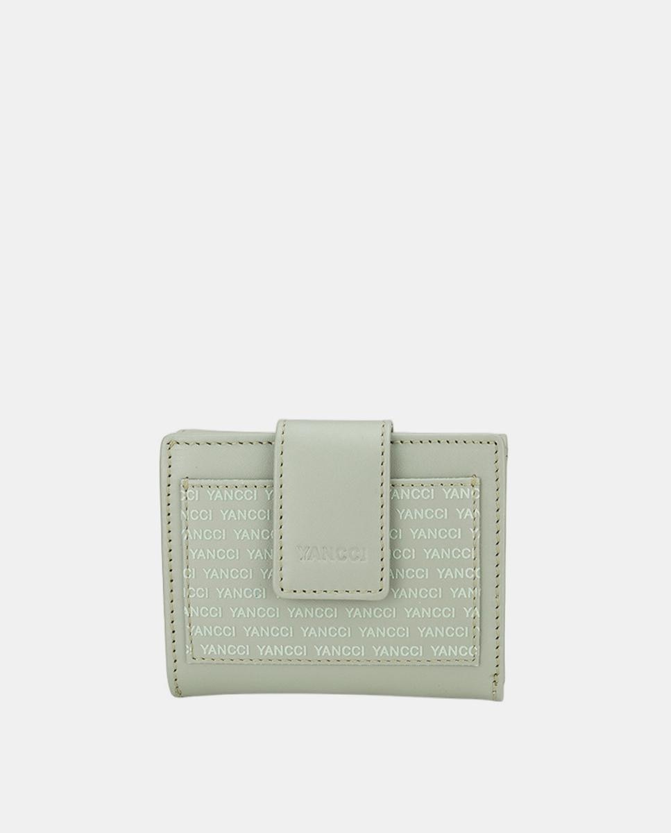 Imagem 0 de Porta-Moedas Pequeno com Bolso Gravado em Pele - Verde-Claro