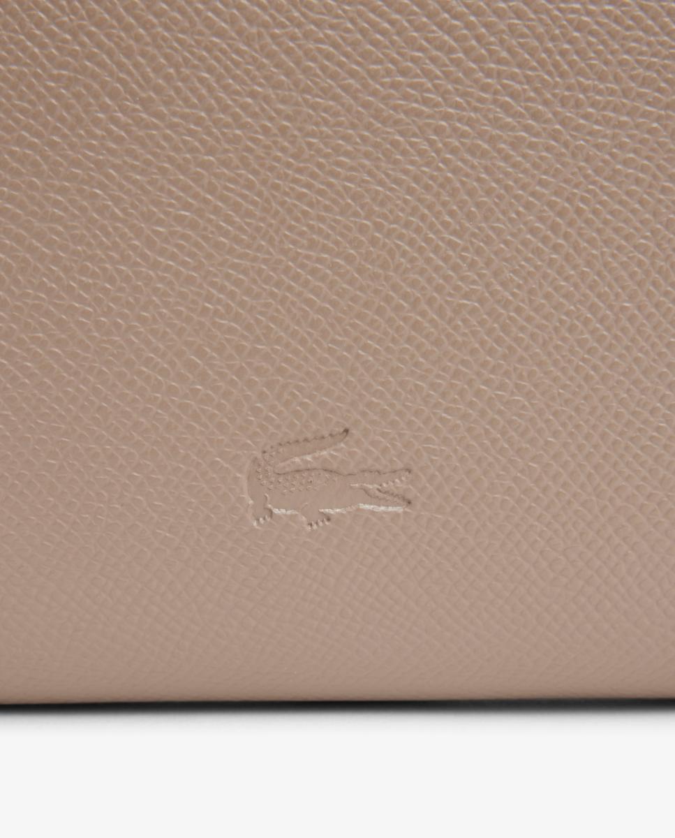 Carteira Grande com Fecho de Correr em Pele Bege-3