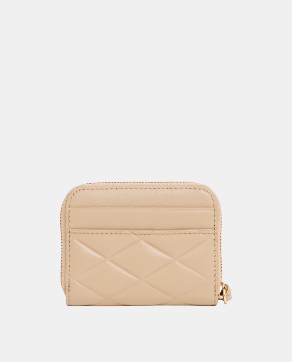 Carteira de Couro com Fecho de Correr Bege-2