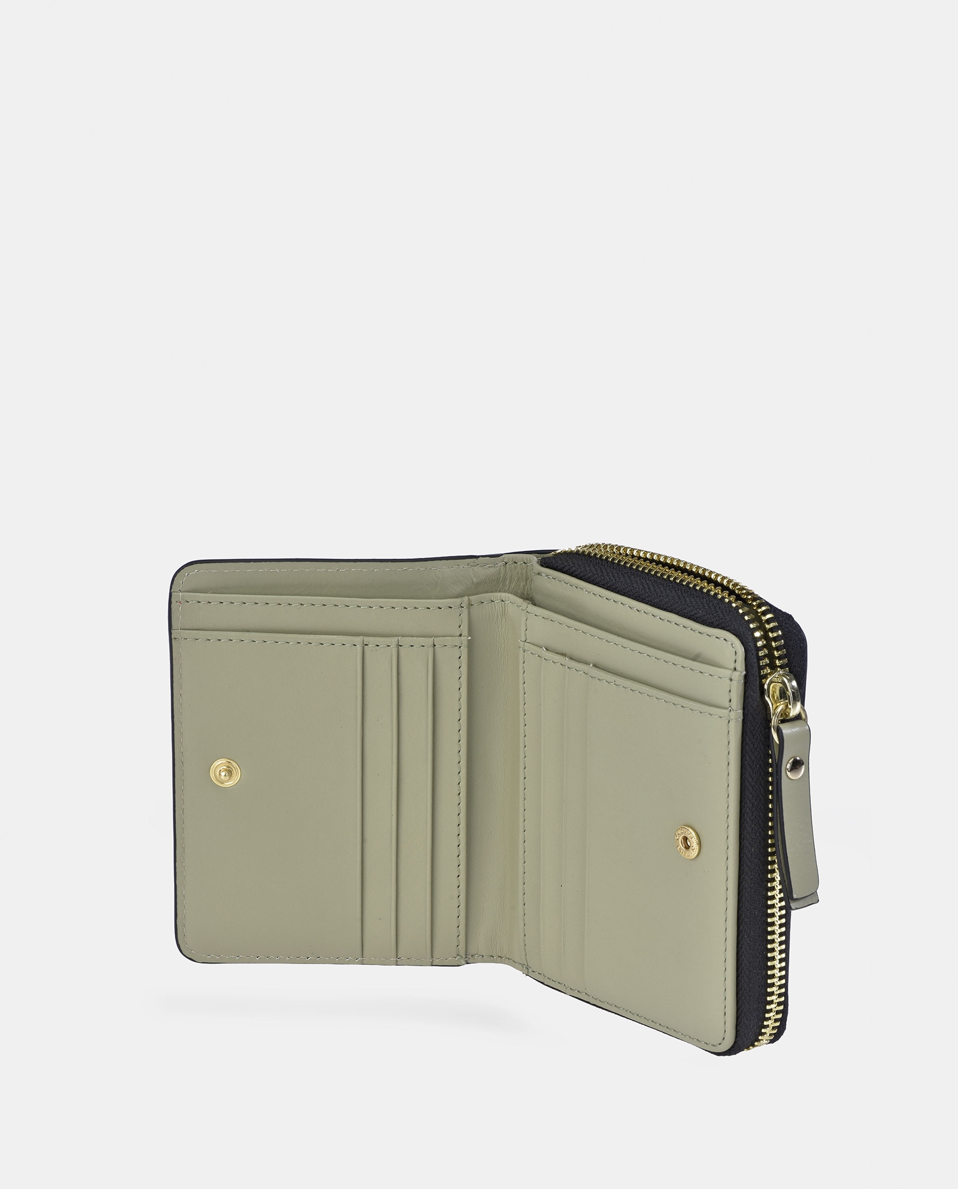 Porta-Moedas Médio com Fecho de Correr e em Pele Verde-claro-4