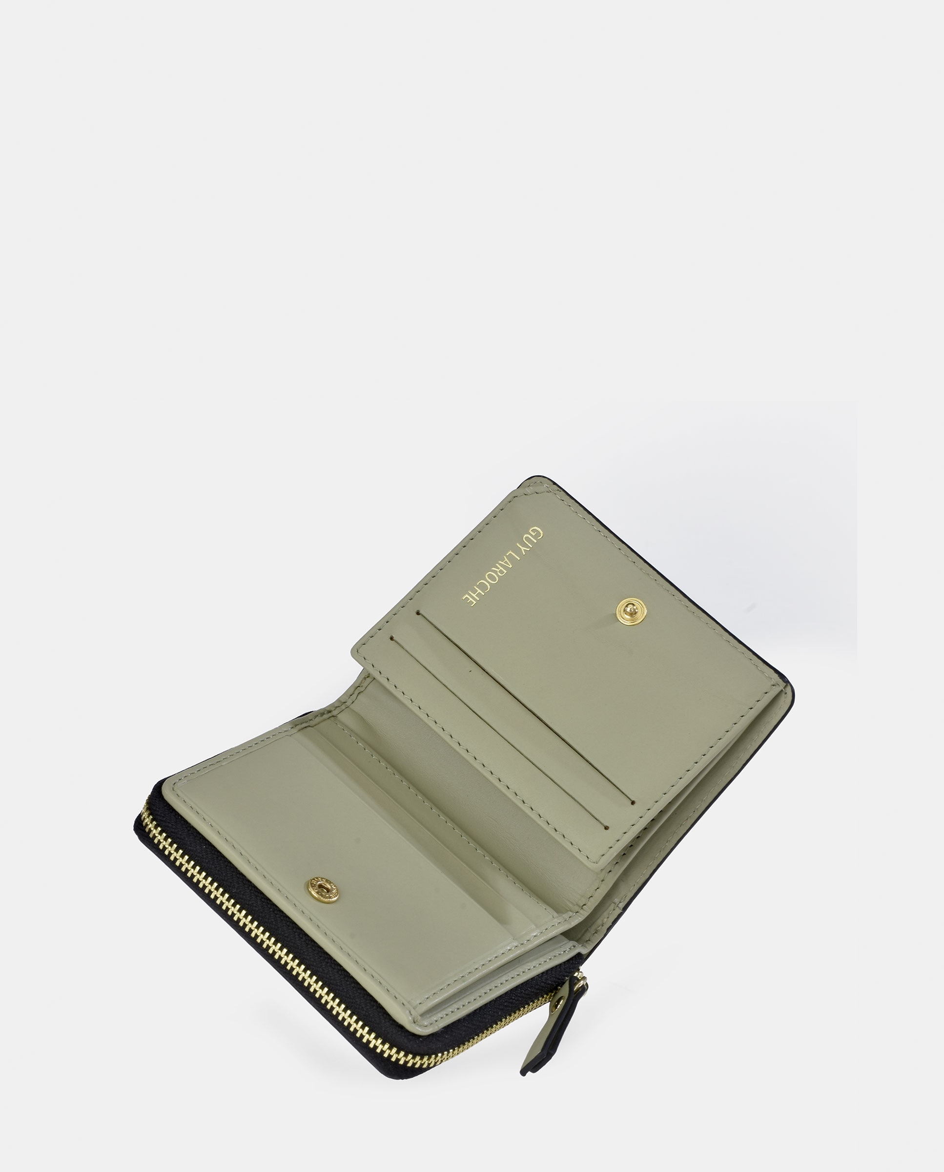 Porta-Moedas Pequeno com Fecho de Correr e em Pele Verde-claro-5
