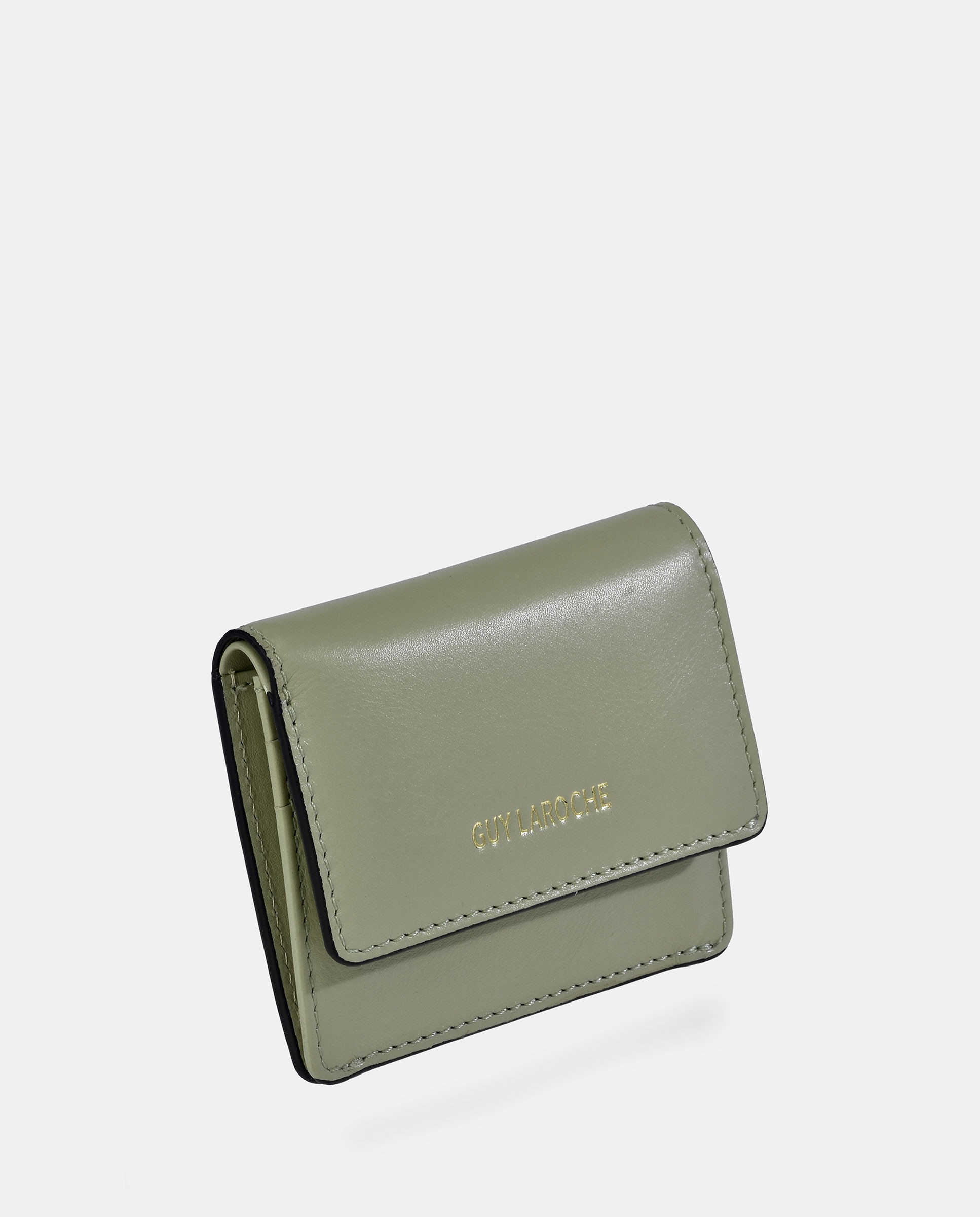 Porta-Moedas em Pele com Porta-Cartões e Fecho de Correr Verde-claro-2