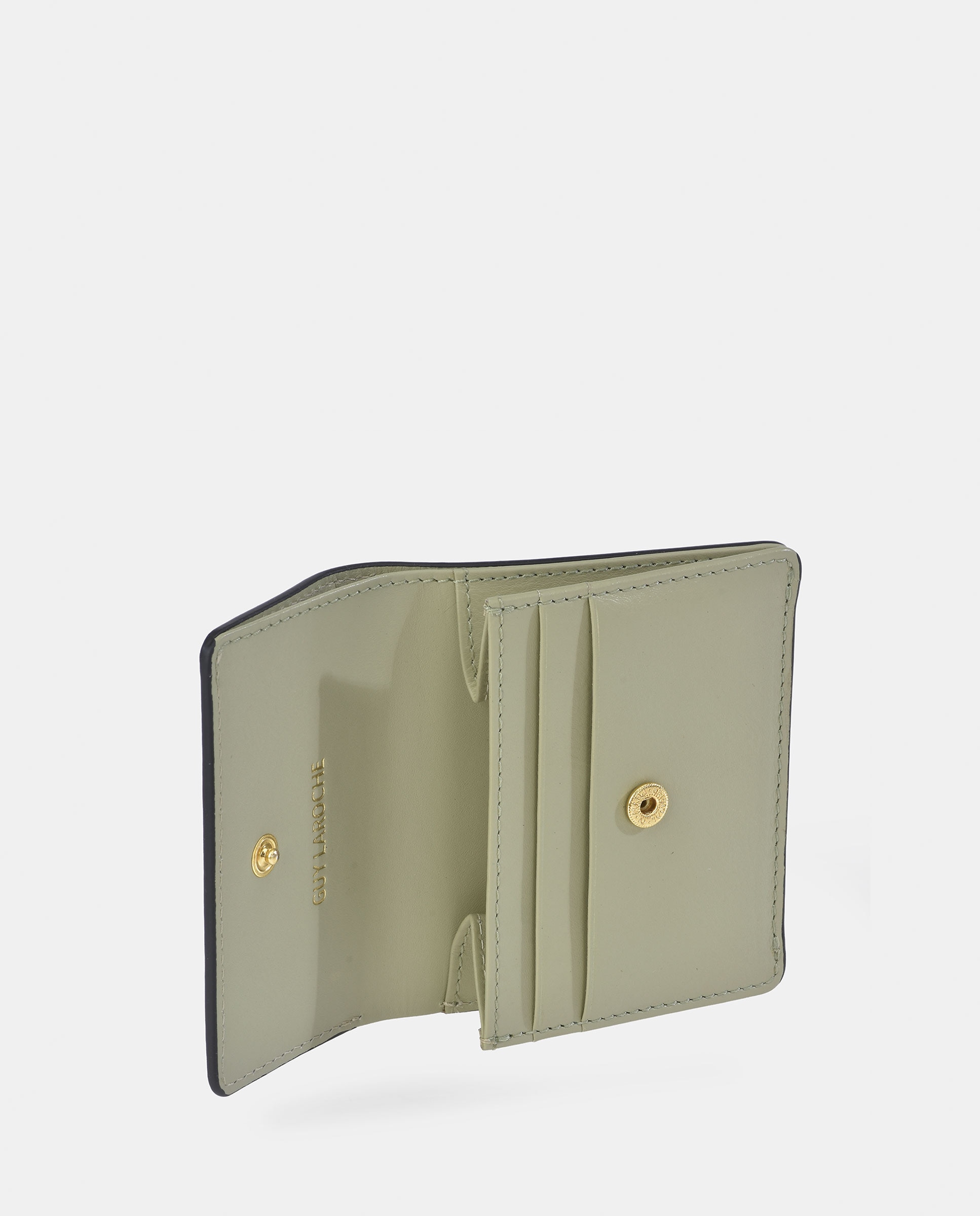 Porta-Moedas em Pele com Porta-Cartões e Fecho de Correr Verde-claro-3