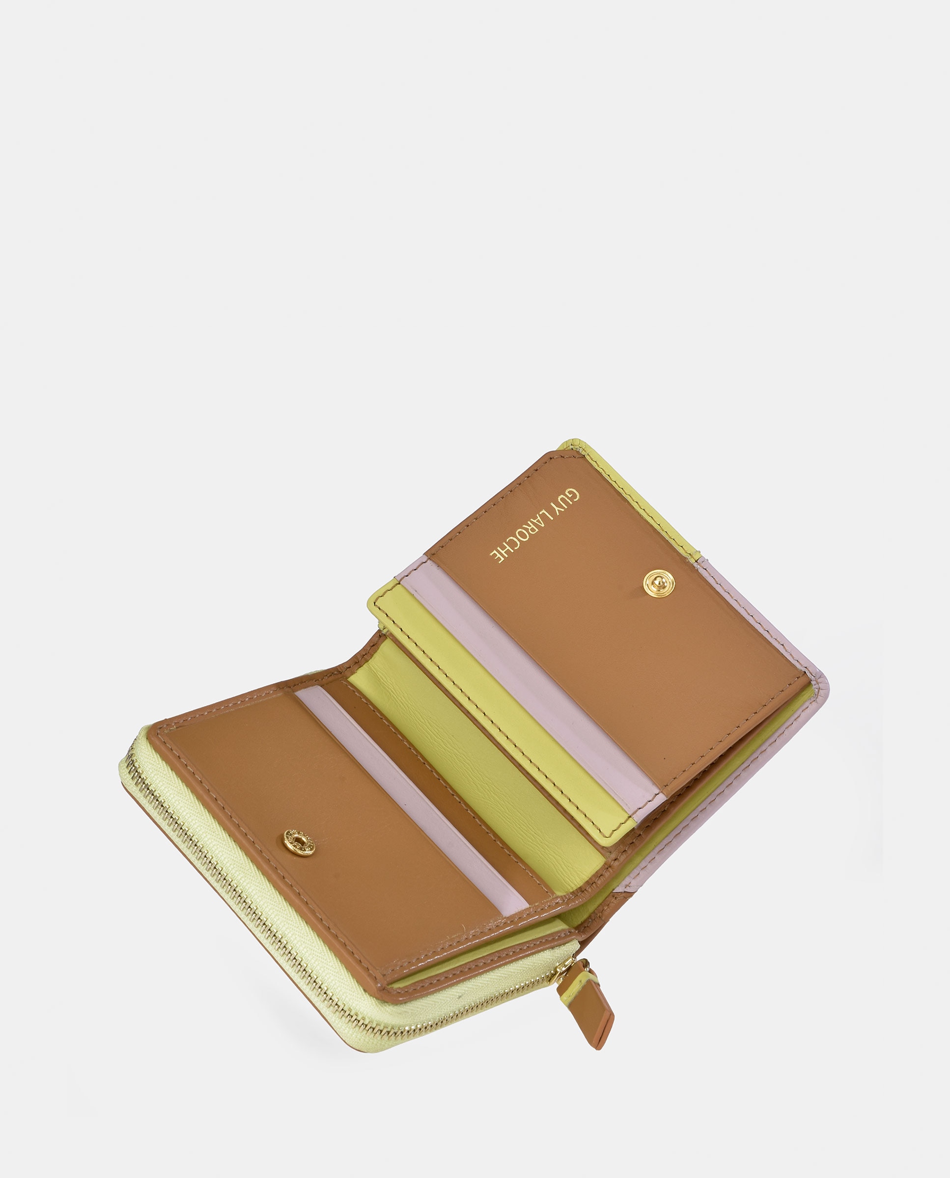 Porta-Moedas Mini em Pele com Fecho de Correr Bege-5