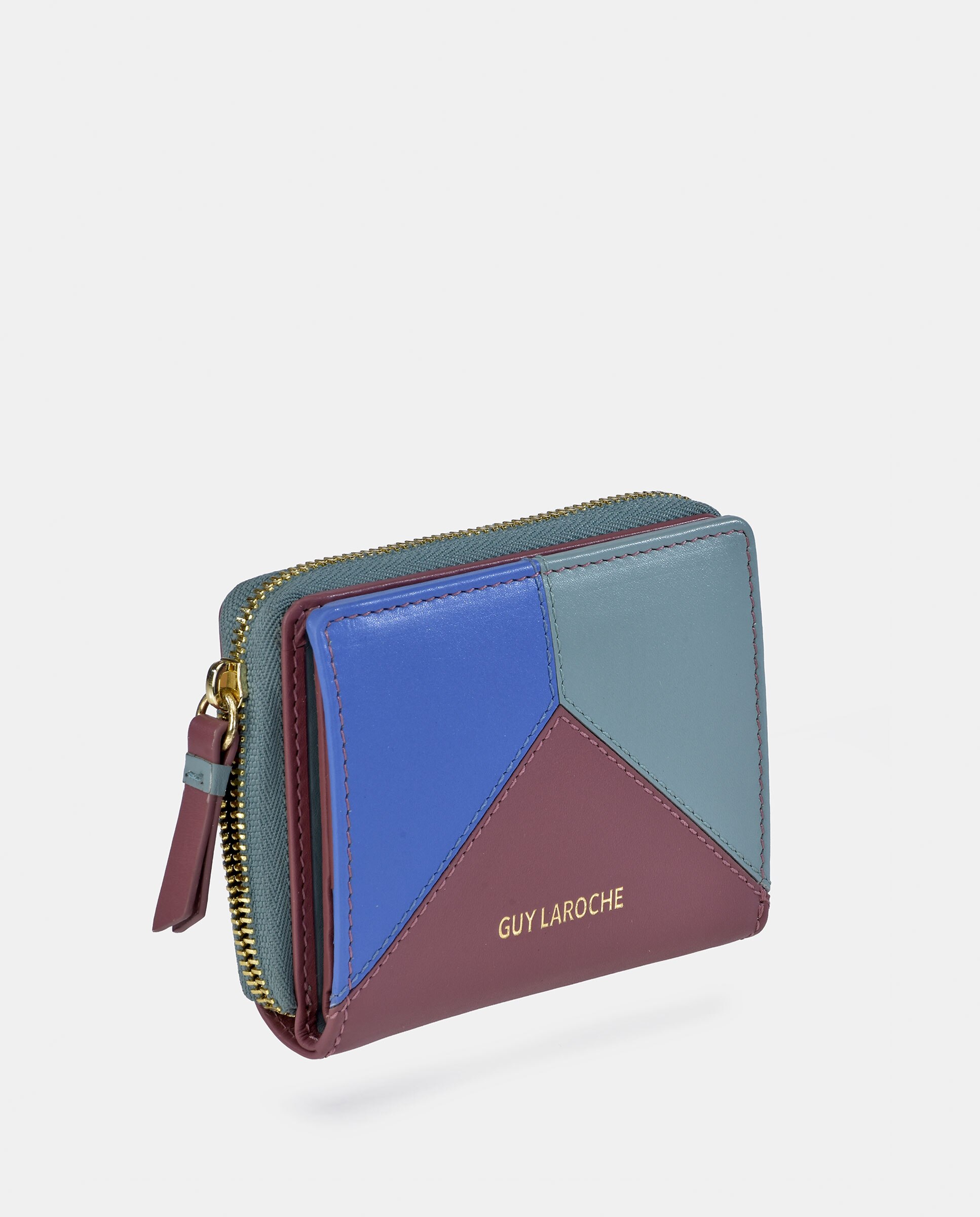 Monedero mujer mini con cremallera en piel - Guy Laroche - Beige Rosa-2