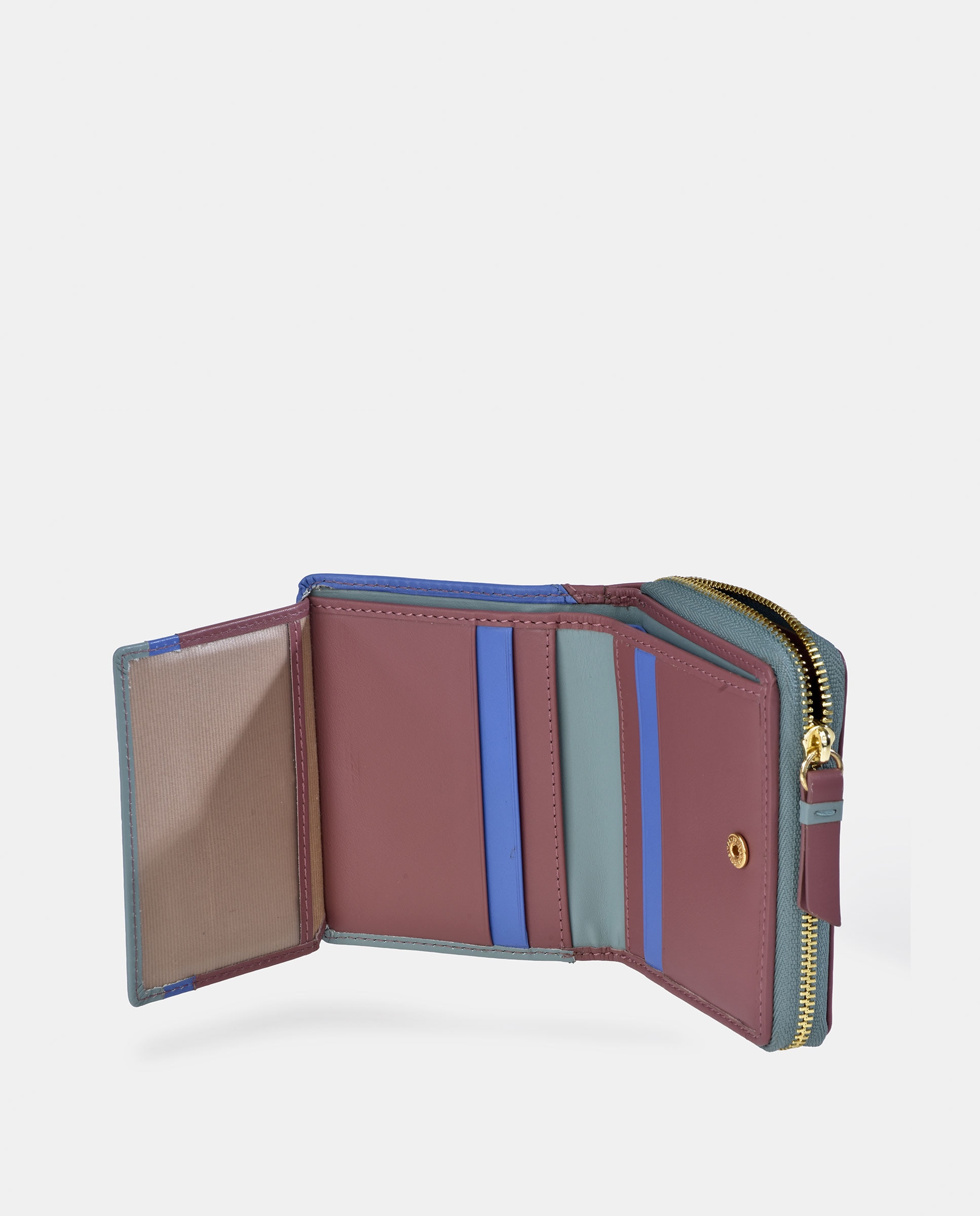 Monedero mujer mini con cremallera en piel - Guy Laroche - Beige Rosa-4