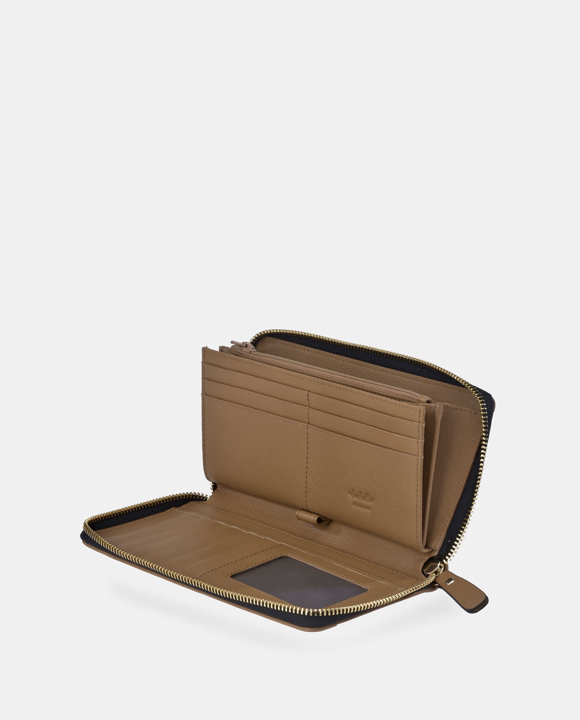 Porta-Moedas com Secção para Notas Grande com Fecho de Correr em PU e Pele Branco-gelo-3