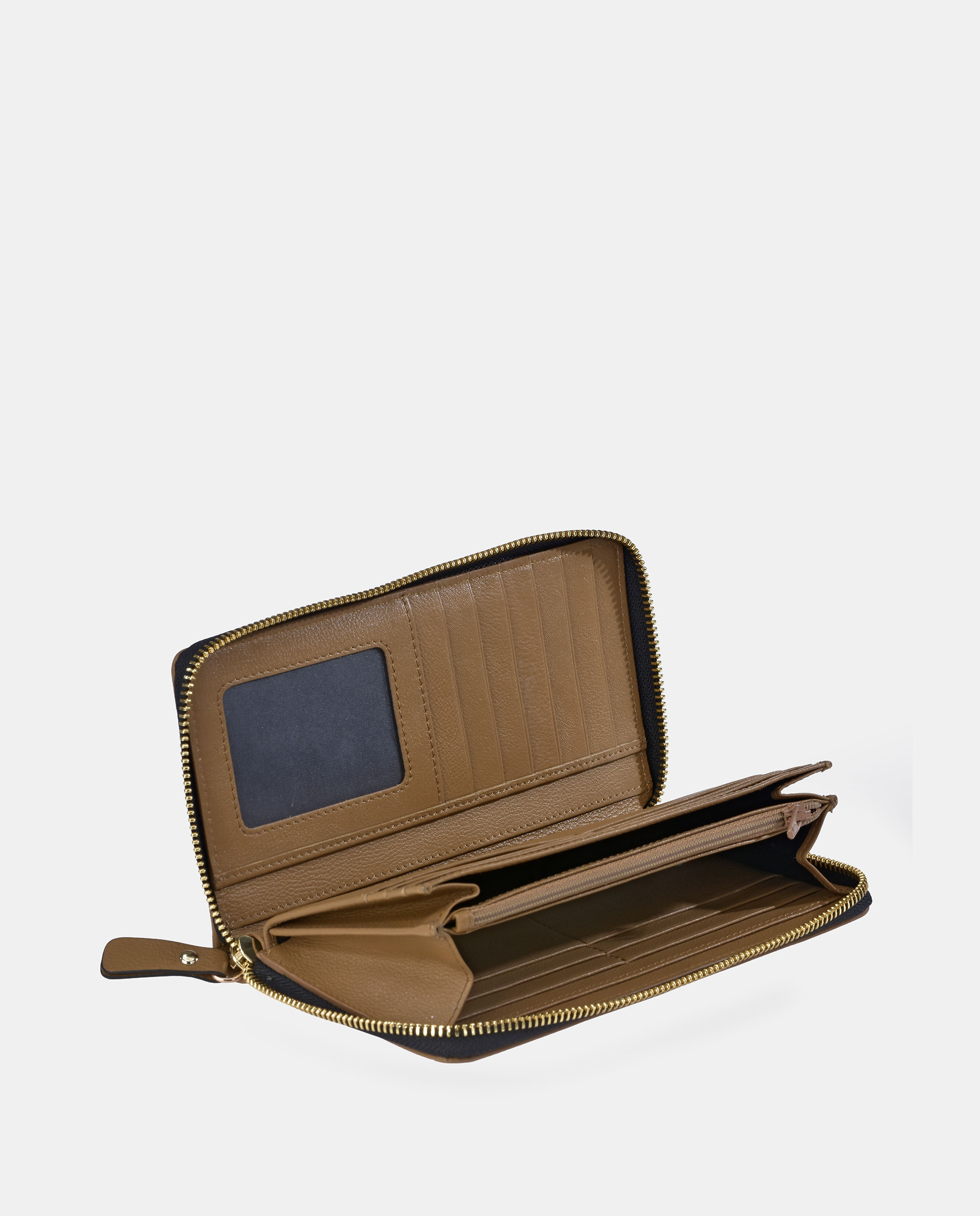 Porta-Moedas com Secção para Notas Grande com Fecho de Correr em PU e Pele Branco-gelo-4