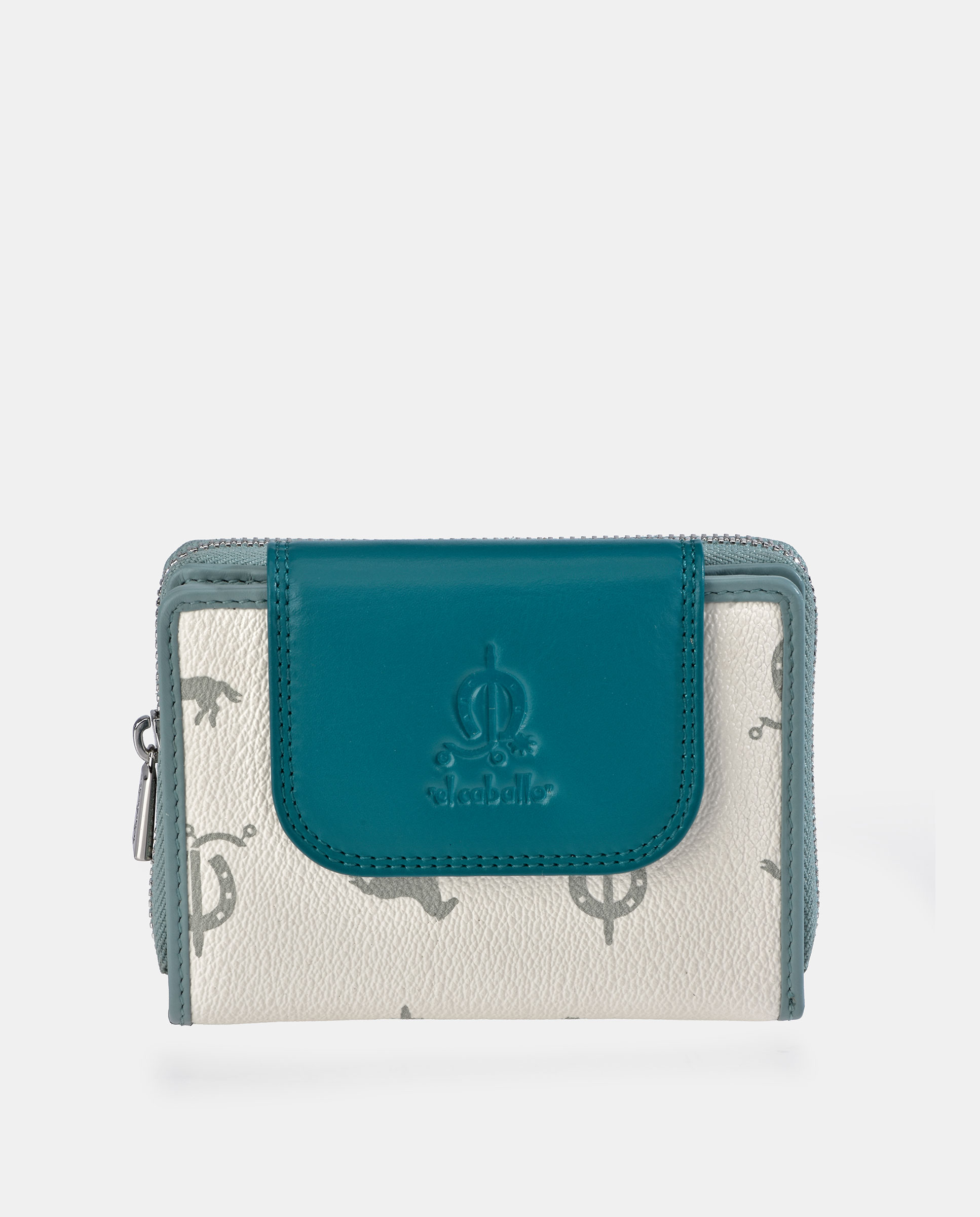 Imagem 0 de Porta-Moedas com Secção para Notas Pequeno com Fecho de Correr em Pele e Lona