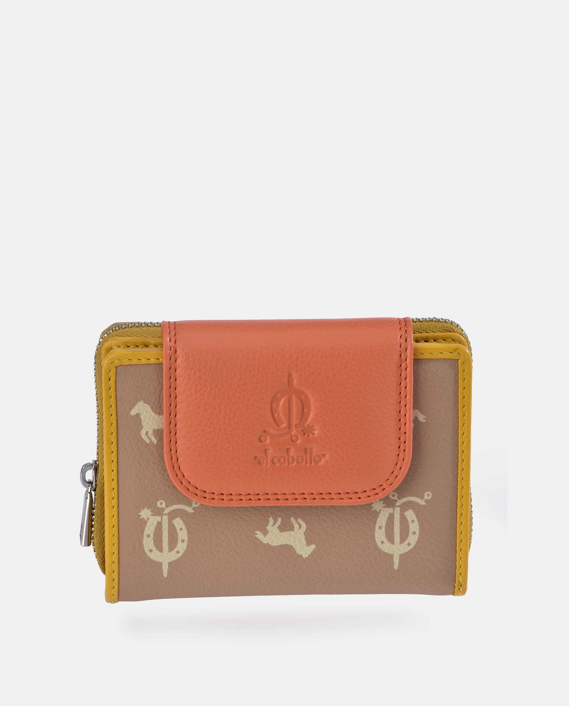 Imagem 0 de Porta-Moedas com Secção para Notas Pequeno com Fecho de Correr em Pele e Lona