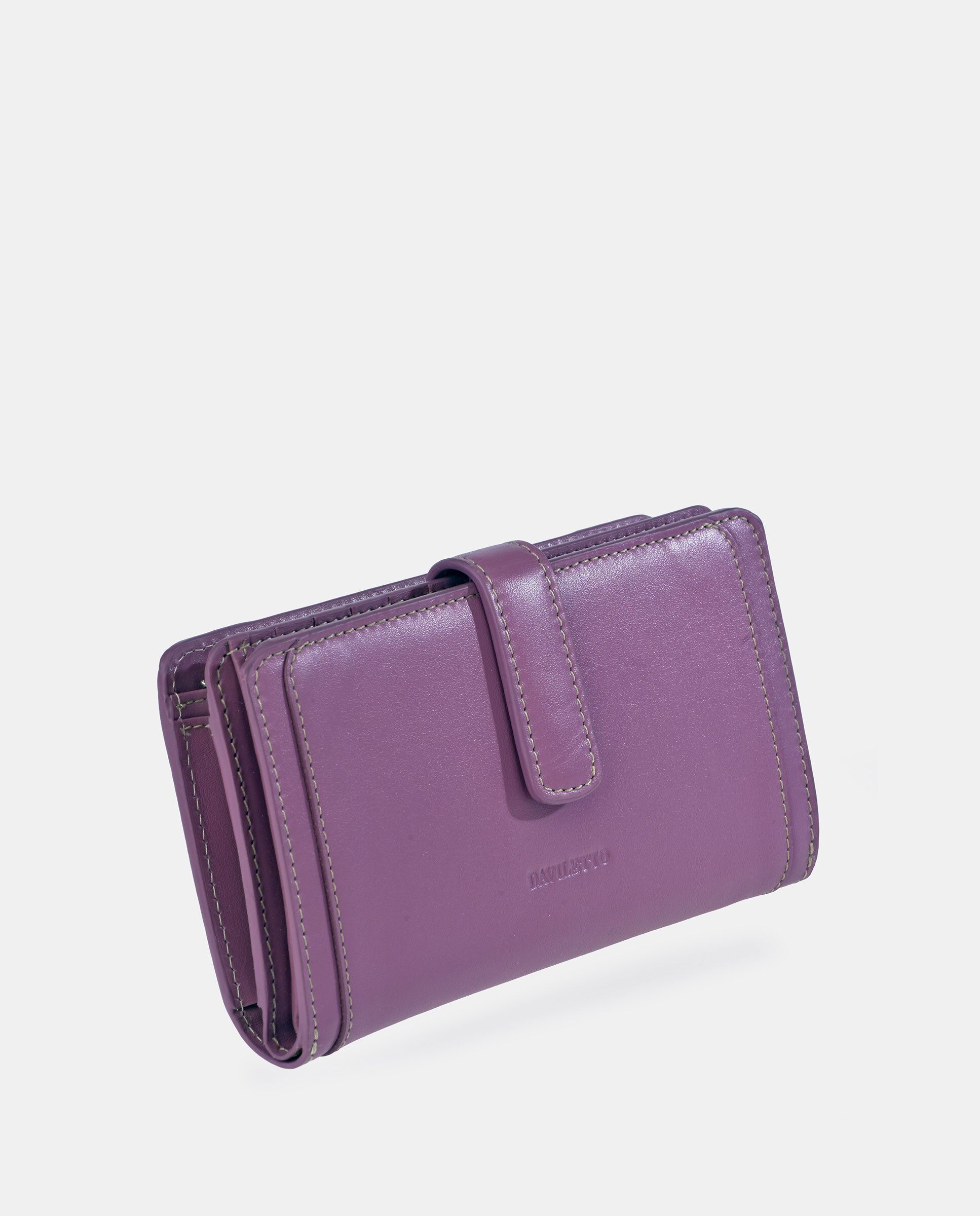 Monedero billetero grande mujer Daviletto en piel - Lila Lila-2