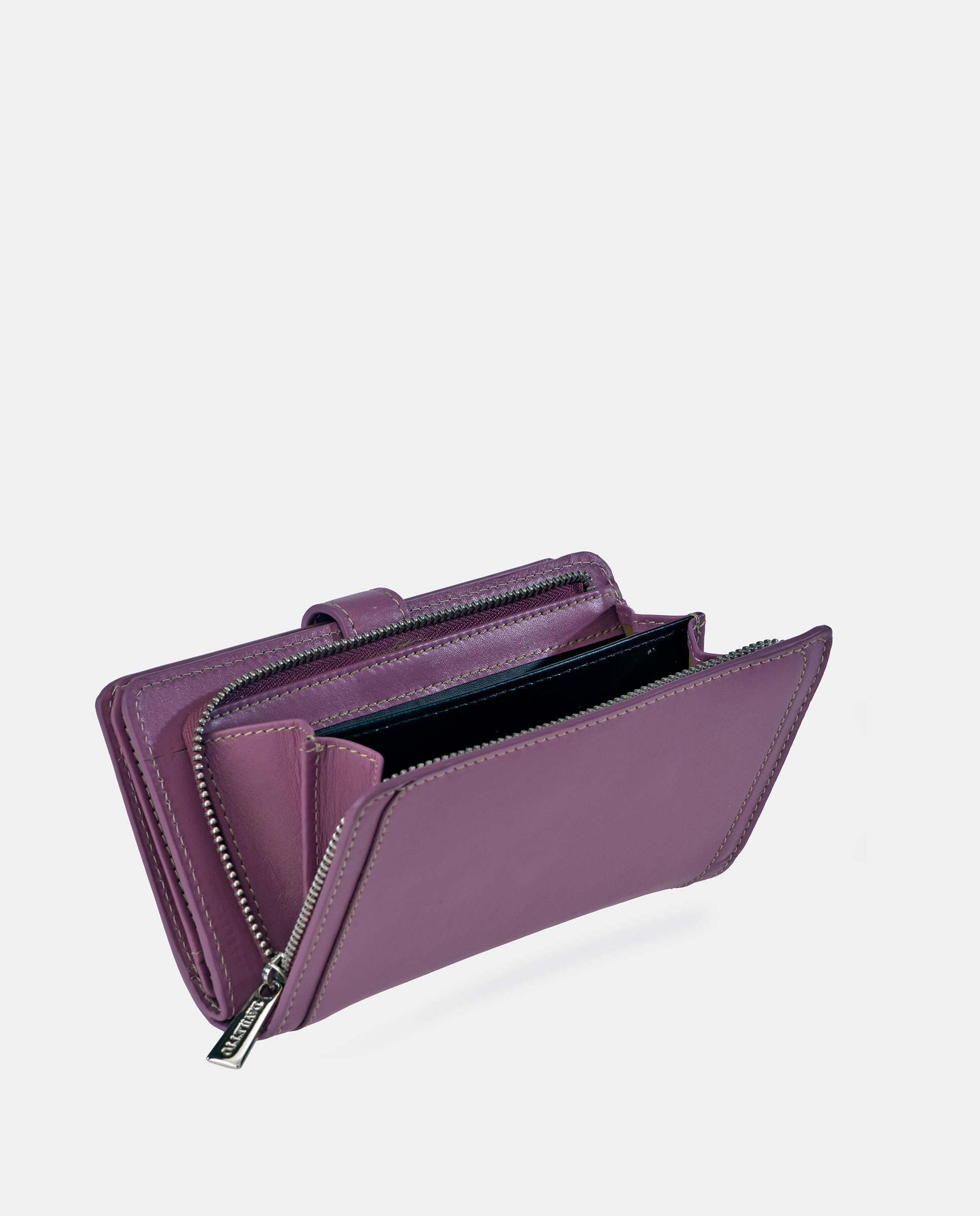 Monedero billetero grande mujer Daviletto en piel - Lila Lila-3