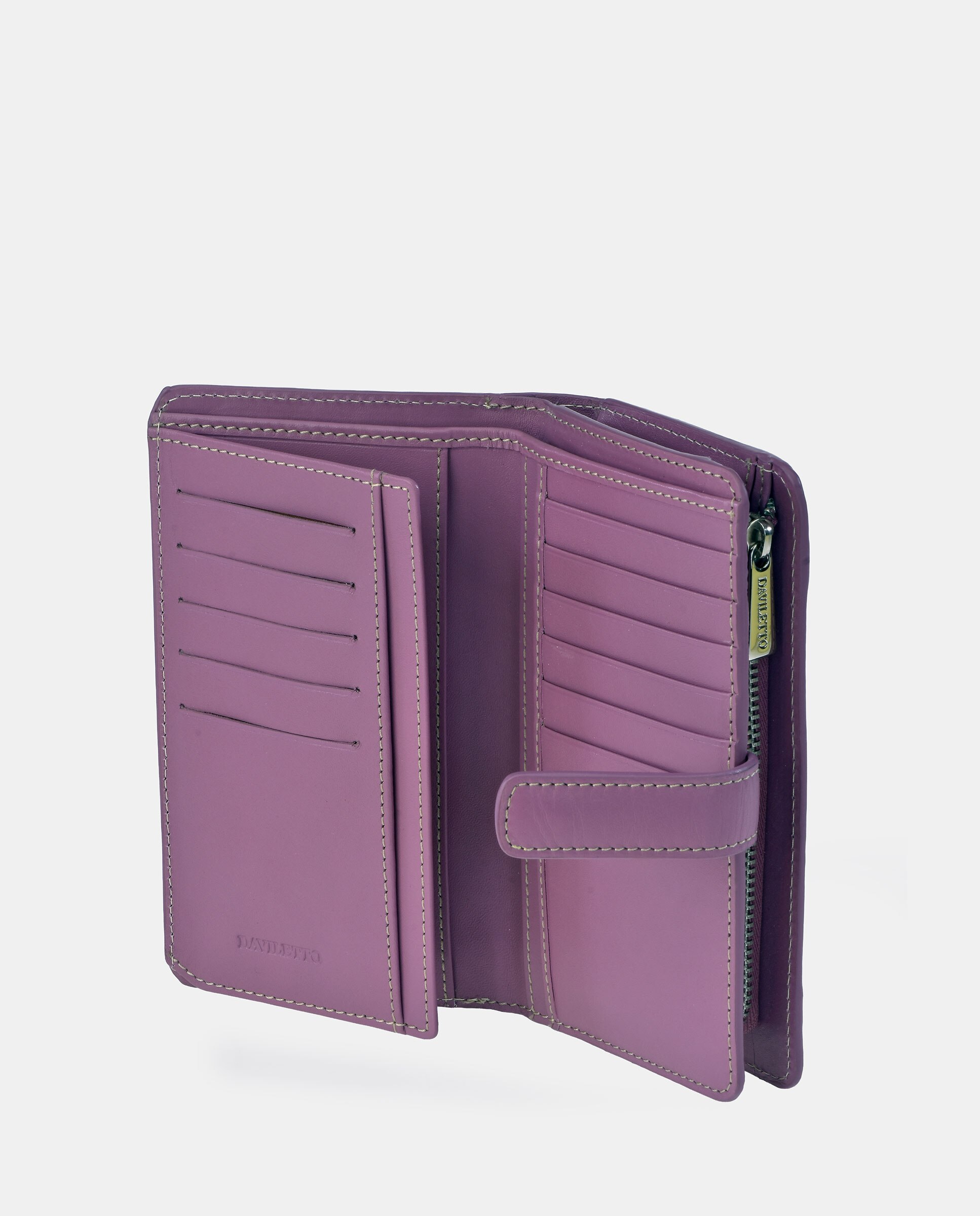 Monedero billetero grande mujer Daviletto en piel - Lila Lila-4