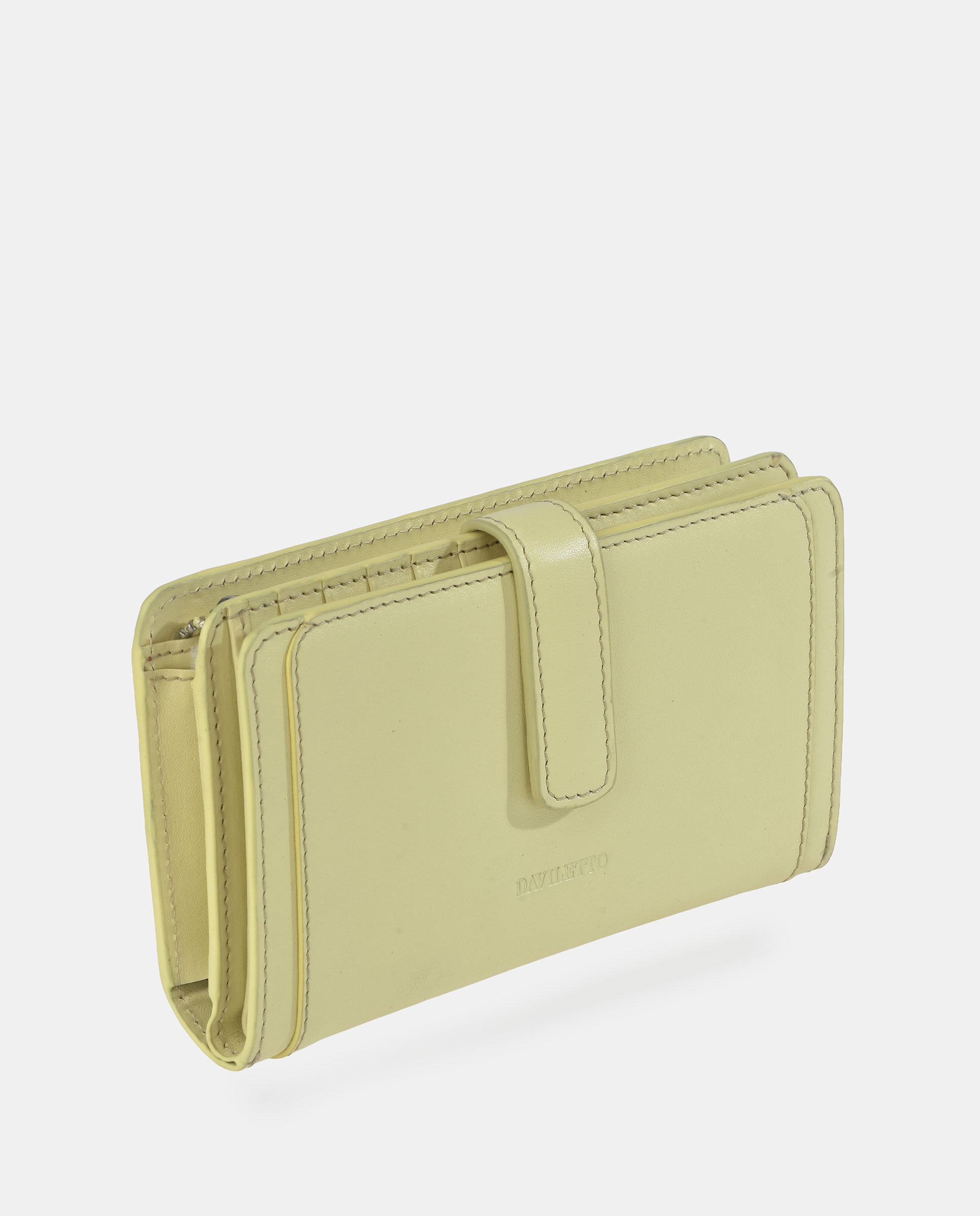 Porta-Moedas com Secção para Notas Grande em Pele Amarelo-2